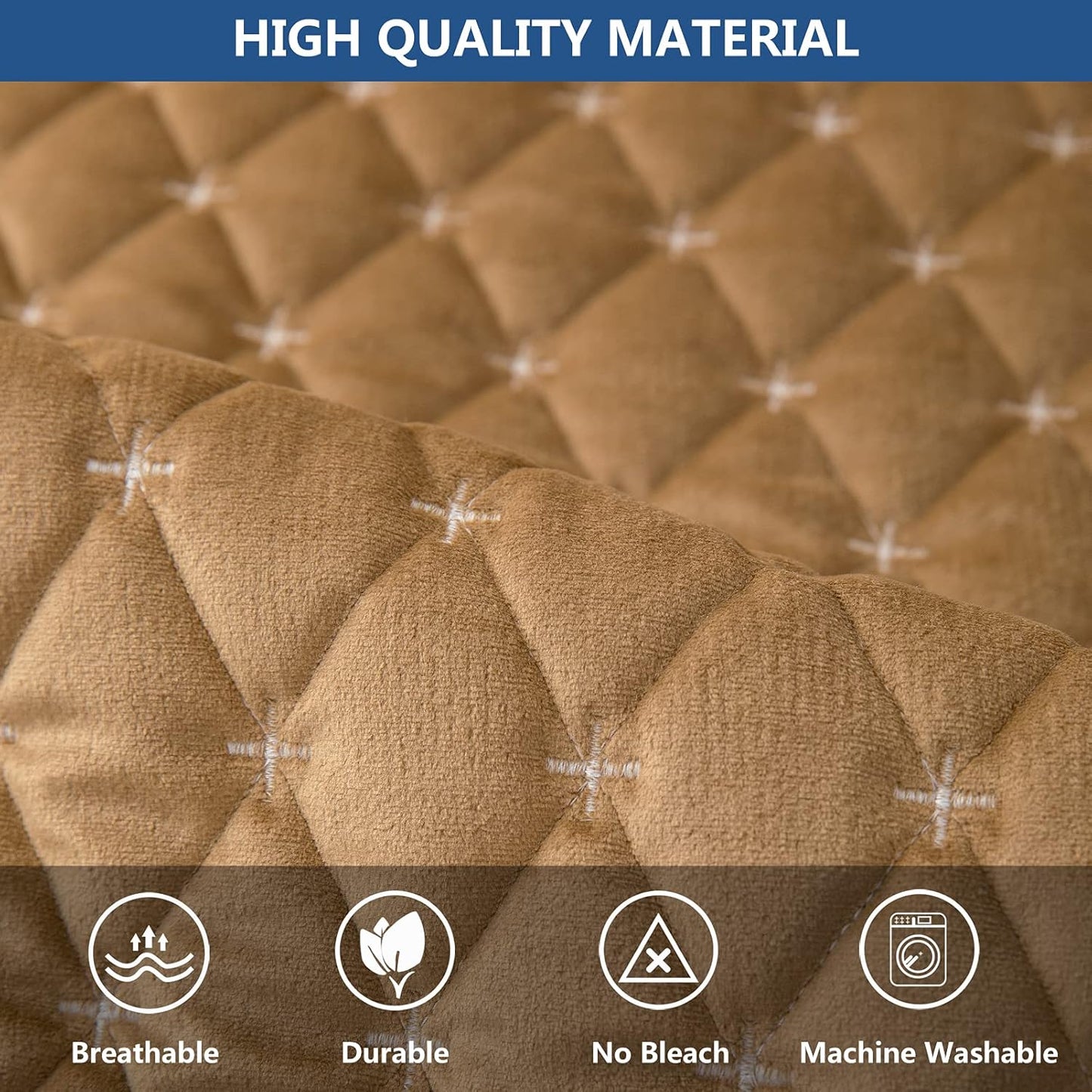 Eismodra Couch Cover,Sectional Couch Covers,Sofa Covers for 3 Cushion Couch,Anti-Slip Sofa Slipcovers for Dogs Cats Kids Loveseat Recliner L Shaped Armrest Backrest,Coffee 43''x70''(Only 1 Piece)