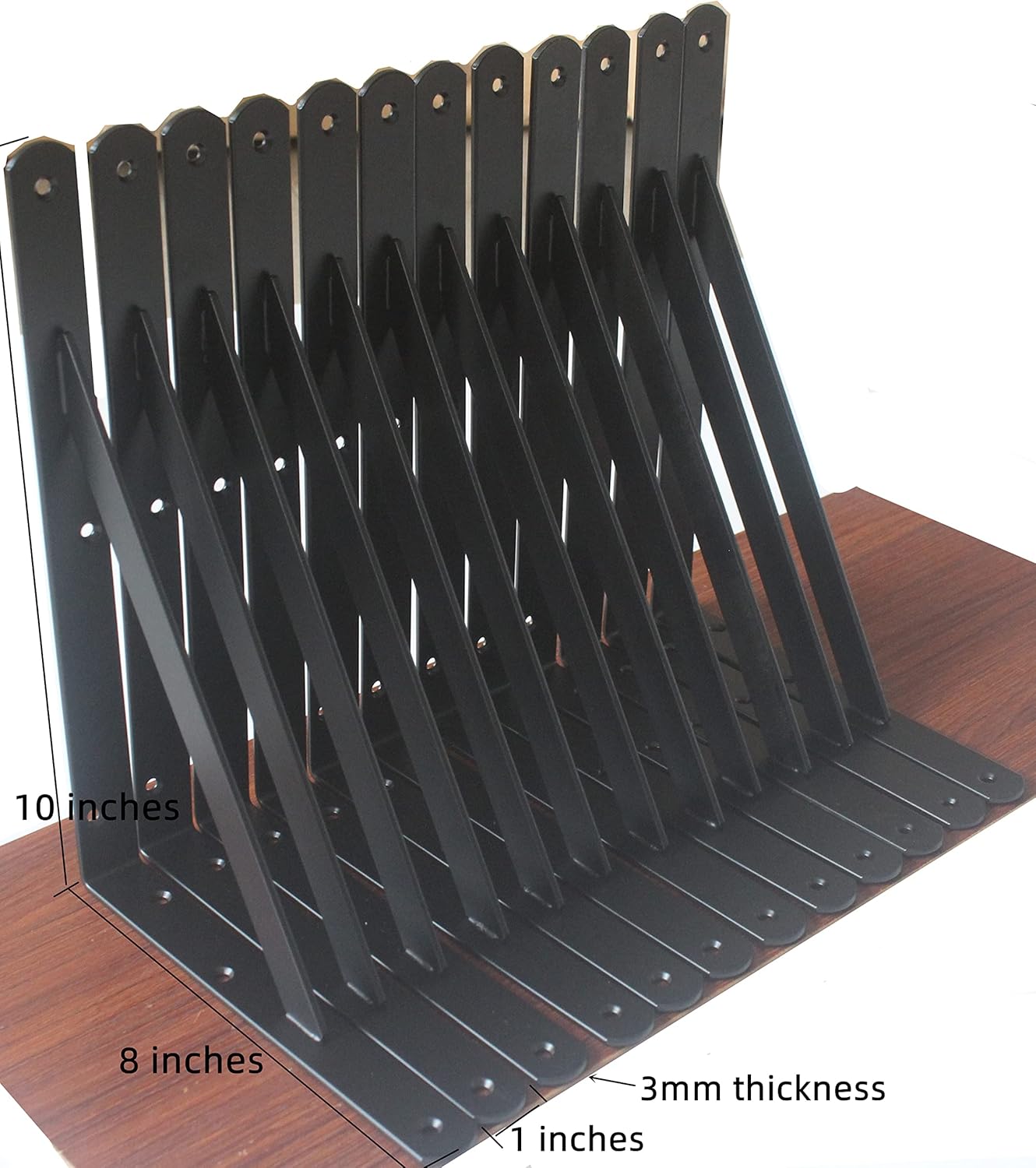 6 Pack L10 x H 8" Black Heavy Duty Shelf Brackets with Screws Metal Shelf Brackets Shelf Support Angle Brackets for Shelves L Brackets Heavy Duty Floating Shelf
