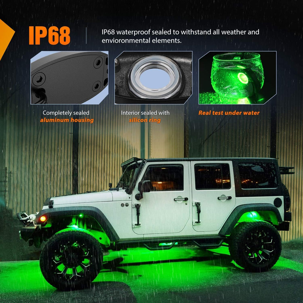 Nilight LED Rock Light Pods Waterproof Under Body Wheel Well Light Exterior Interior Lights for Car Truck Pickups ATV UTV SUV Motorcycle Boat, 4PCS Green