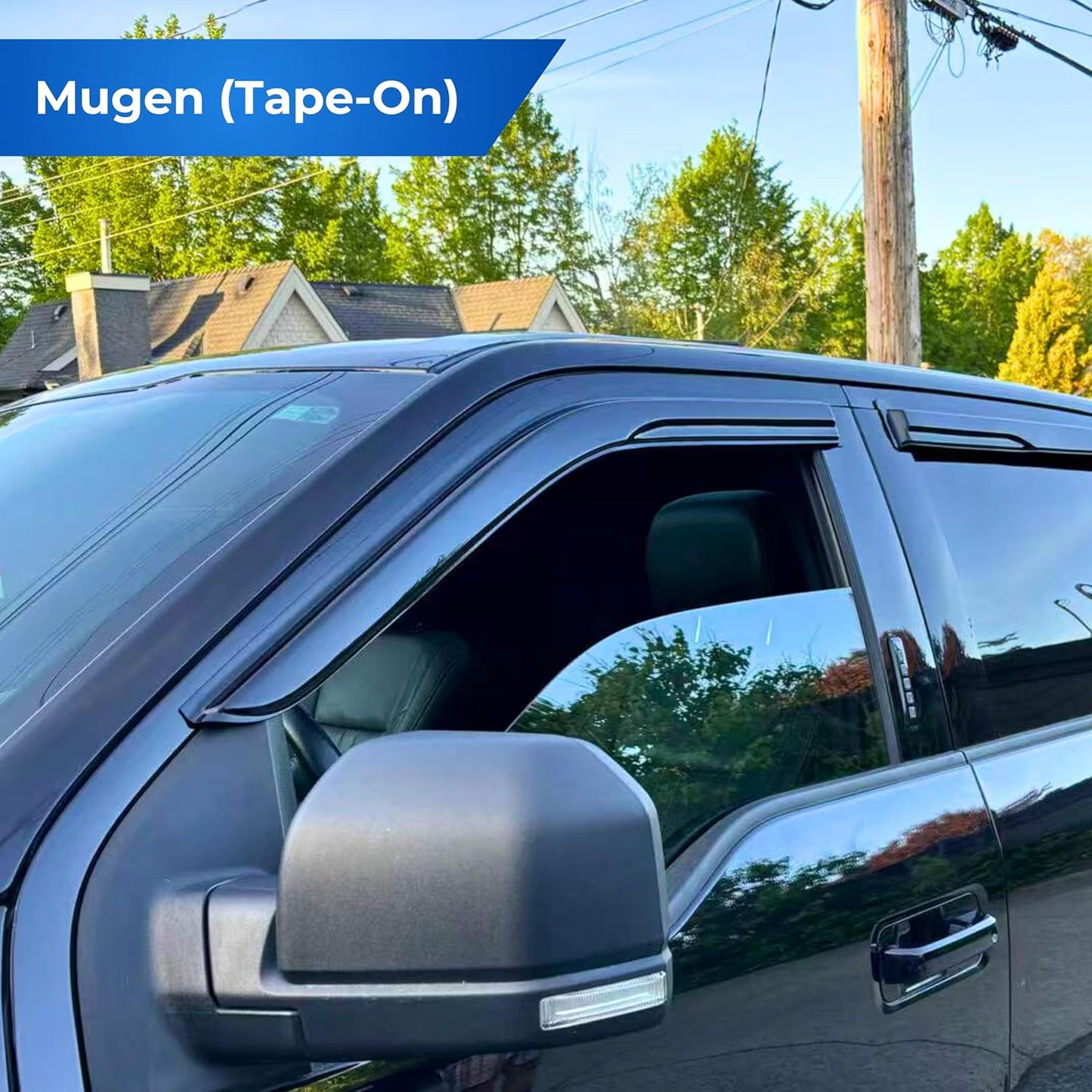 KPY Window Visor Compatible with Honda Fit 2009-2014, 4PC Rain Guard Side Window Vent Deflectors Tape-On Mugen Style, 2009 2010 2011 2012 2013 2014