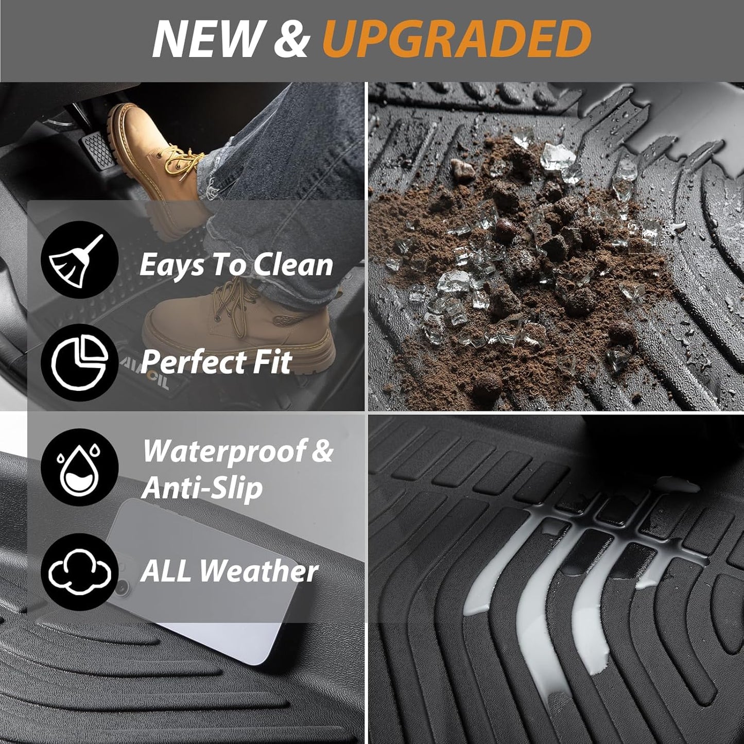 AIPOIL® Floor Mats & Cargo Liner Set for 2025 Mini Countryman All Weather Protection TPE Anti-Slip Automotive Full Set Custom Car Mats Accessories - Black