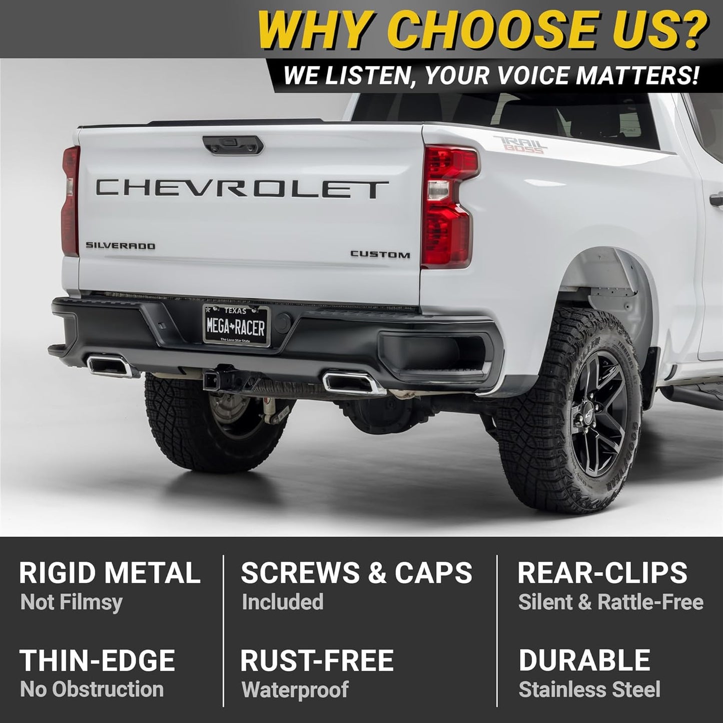 Premium Slim Polished Mirror Chrome License Plate Frame – 1 Pack, Rust-Free Stainless Steel & Rattle-Free, Street Legal Universal Fit with Screw Covers, Thin Silver Metal Front or Rear Car Tag Holder