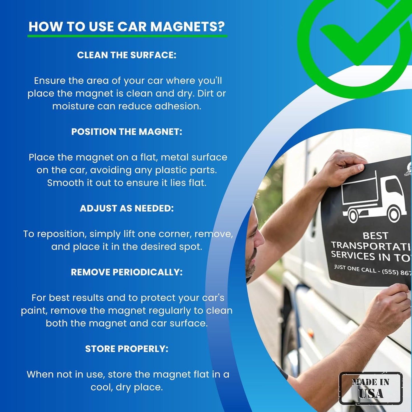 2 Pack (20in x 30in) Large Custom Car Magnets for Businesses –Full Color Large Magnetic Signs for Vans, Trucks, and Dumpsters. Personalized Business Magnets for Vehicles and Outdoor Advertising