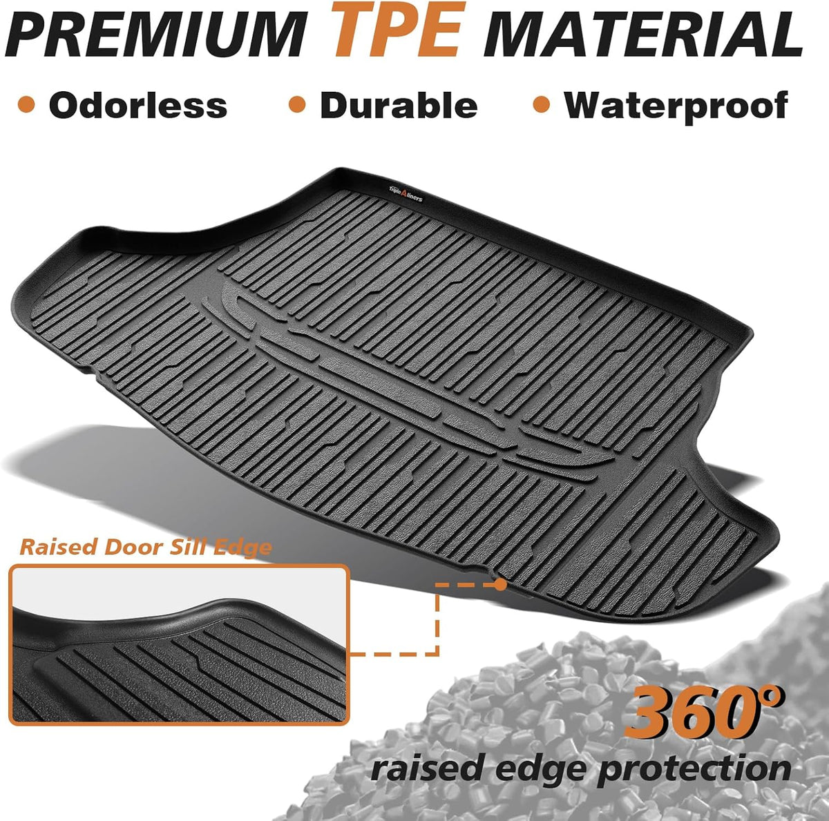 TripleAliner Trunk Floor Mat All Weather Liners Compatible with 2025 Toyota Camry (Include Hybrid) Accessories TPE Carpets Trunk Liner TPE Custom Fit Protection Car Mats