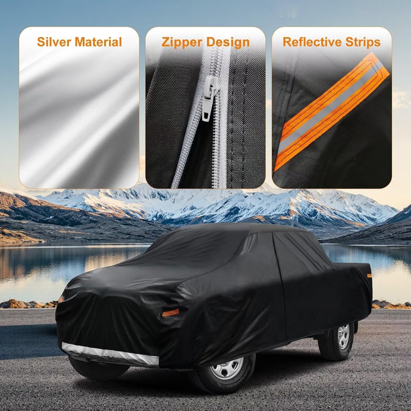 Kayme Truck Cover Custom Fit Ford F-150(2008-2025) SuperCrew Short Bed. Full Exterior Heavy Duty Outdoor Pickup Truck Car Cover Waterproof All Weather.Car Tarp for Wind Sun Dust Protection.Black