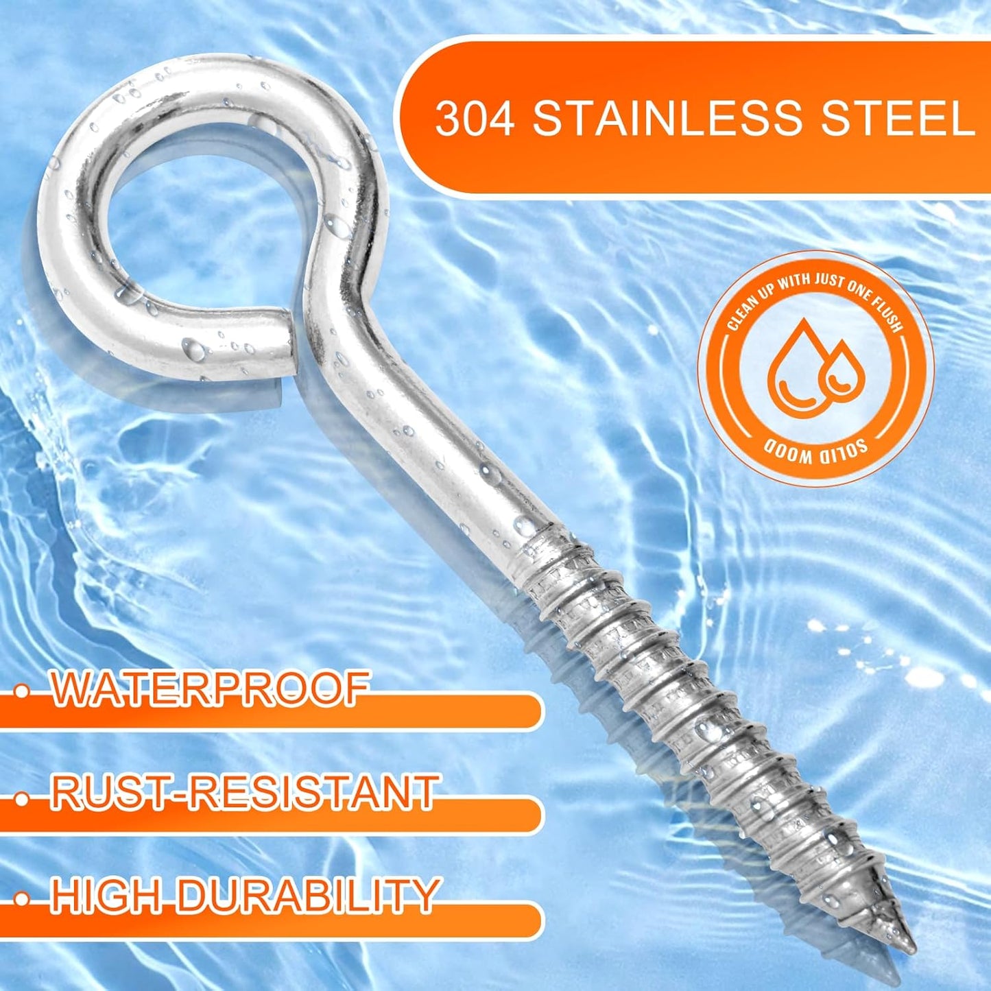 8Pcs Self Tapping Eyelet Screw Eye Bolt，6 Inch Heavy Duty Screw Eyes Hooks ，M10 Wooden Large Screw Eye Hook，Load Capacity 800 Lbs for Hammock ，Yoga，Heavy Indoor Outdoor Uses (8, M10-6 INCH)