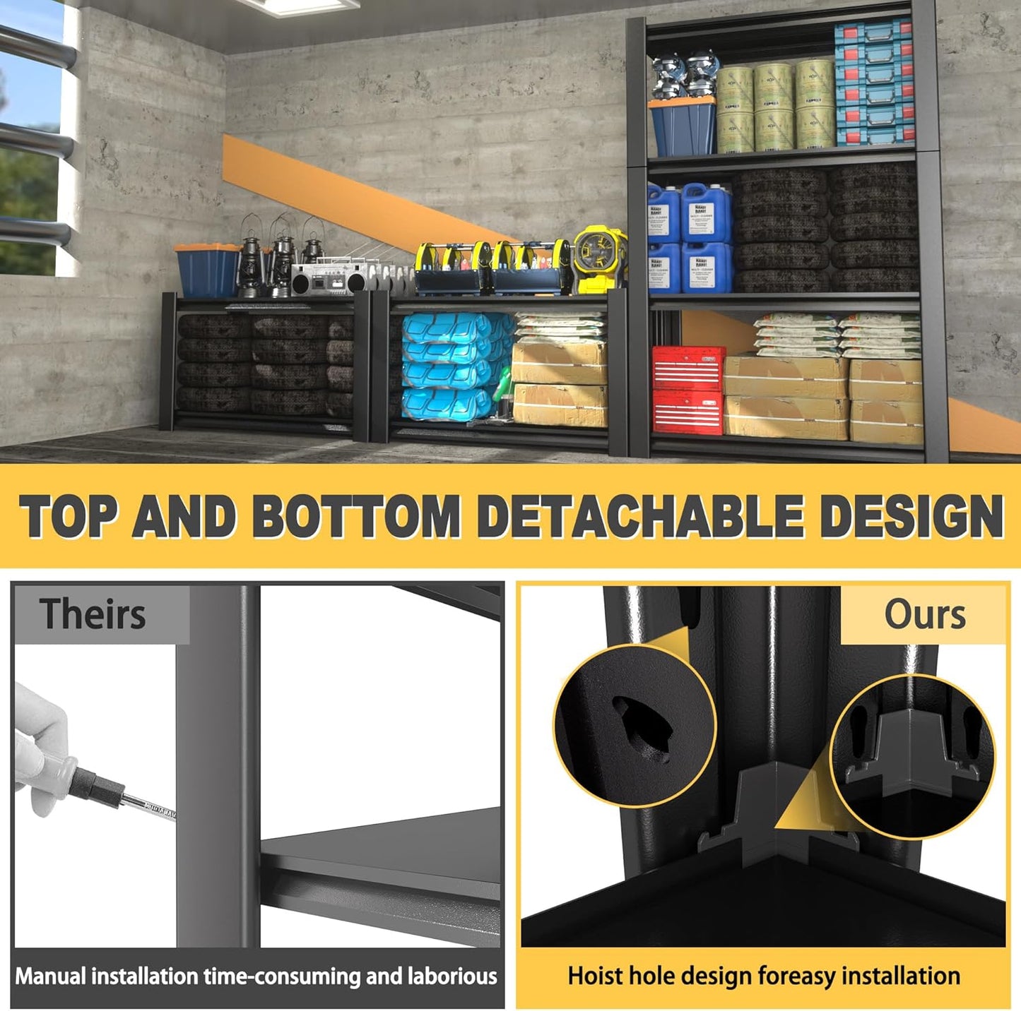 60" H x 40" W x 20" D 4-Tier Heavy Duty Garage Shelving Unit, 2000 LBS Capacity Metal Storage Rack,Adjustable Steel Shelves for Garage, Warehouse, Basement, Pantry, Workshop.2 Pack