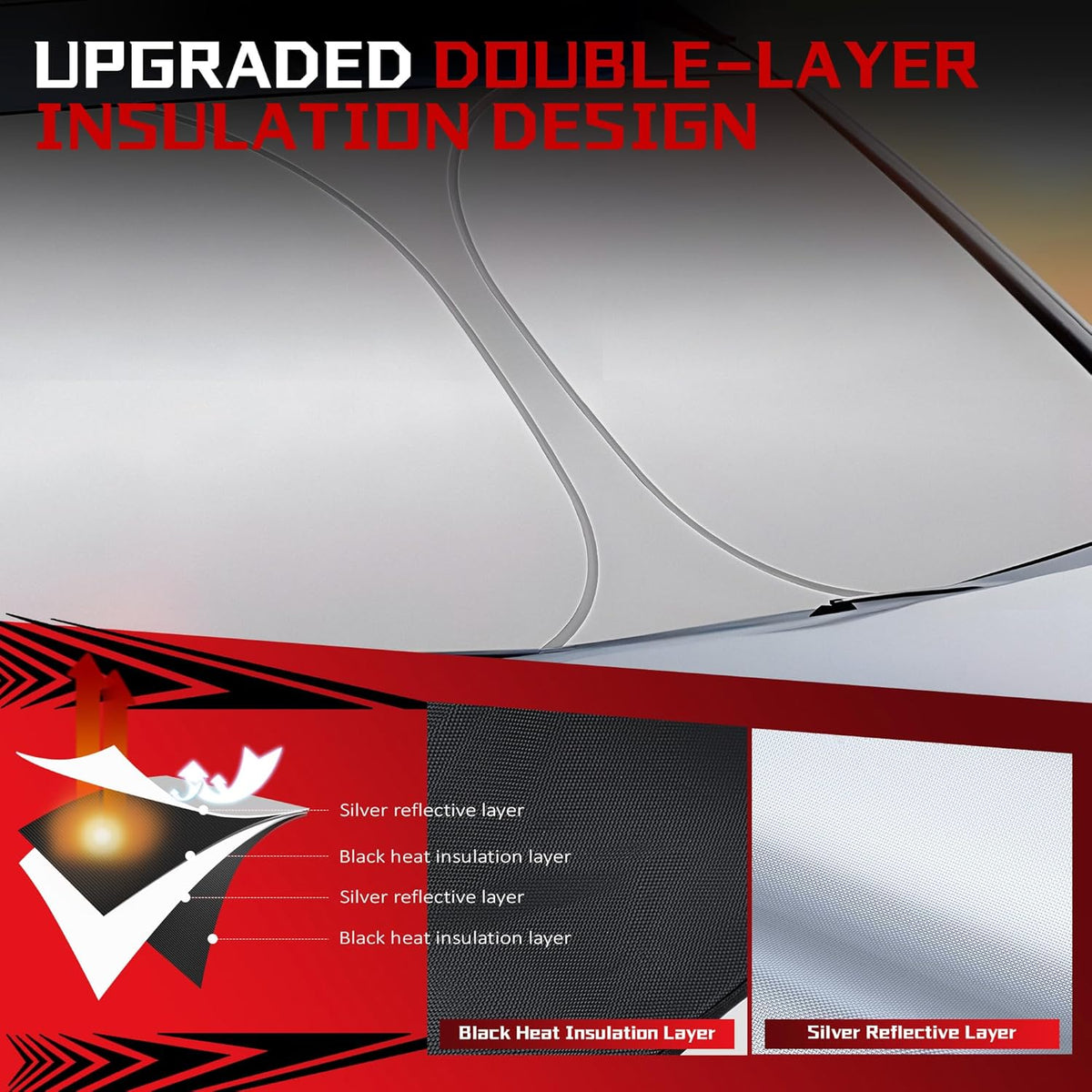 Windshield Sun Shade for 2011-2025 Jeep Grand Cherokee(Not for Grand Cherokee L & Jeep Cherokee) Foldable Sun Sunshade for Car Front Window Automotive Interior Protector Custom Fit Accessories