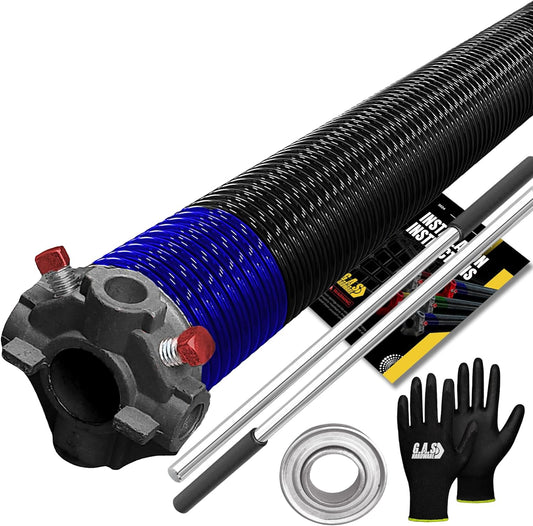 Garage Door Torsion Spring 262x2x39 Torsion Spring for Right Side of Garage Door with 1" Steel Bearing, Gloves, and Winding Bars Precision E-Coating 5-Year Warranty Minimum 30,000 Cycles (Black Cone)