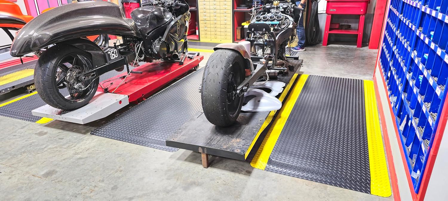 Rhino Mats, American Classic Diamond Anti-Fatigue Mats, Industrial Ergonomic Comfort Standing Mat for Work, Home, Garage, Office, Kitchen or Anywhere (Black/Yellow 1" Thick, 4 FT. x 17 FT.)