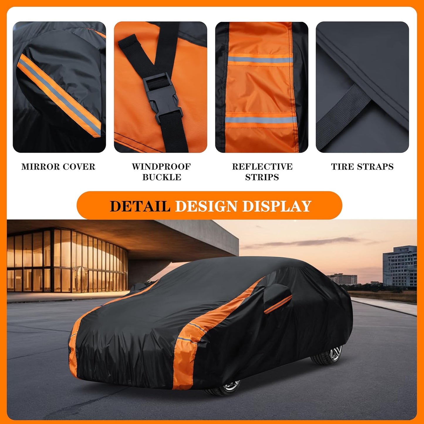 in Full Exterior Car Cover All Weather, Waterproof，UV Resistant, Dustproof Fit BMW 8 Series,Buick Reatta,Chevrolet Camaro,Pontiac Firebird,Honda Clarity,Mustang,GT-R,Subaru WRX etc. Size C4