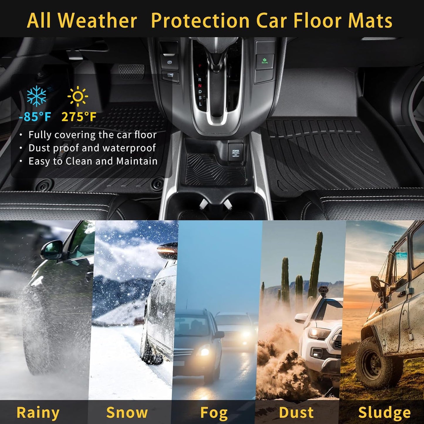 GINOWY-Floor Mats & Cargo Liner for Audi Q5 SQ5 2018-2024 2025 (Not for PHEV) TPE All Weather Q5 Car Mats, Non-Slip Trunk Mat Q5 Floor Liners Waterproof Custom Fit Accessories Mats Black