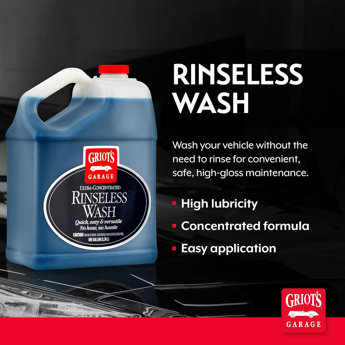 Griot's Garage Rinseless Wash for Car Cleaning and Detailing, No-Rinse Vehicle Washing, Dilutes Into Detailer, Clay Bar Lubricant, 10488, One Gallon