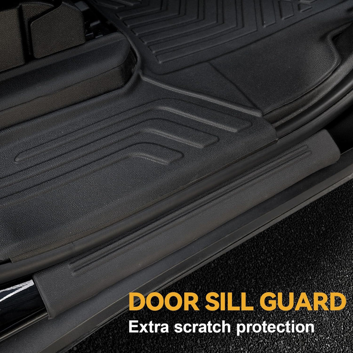 Floor Mats Set for 2021-2025 Chevrolet Chevy Tahoe/GMC Yukon 7 Seats Accessories, Full Coverage All Weather Floor Mats Cargo Mat with 3rd Row Backrest Protectors & Door Sill Guards