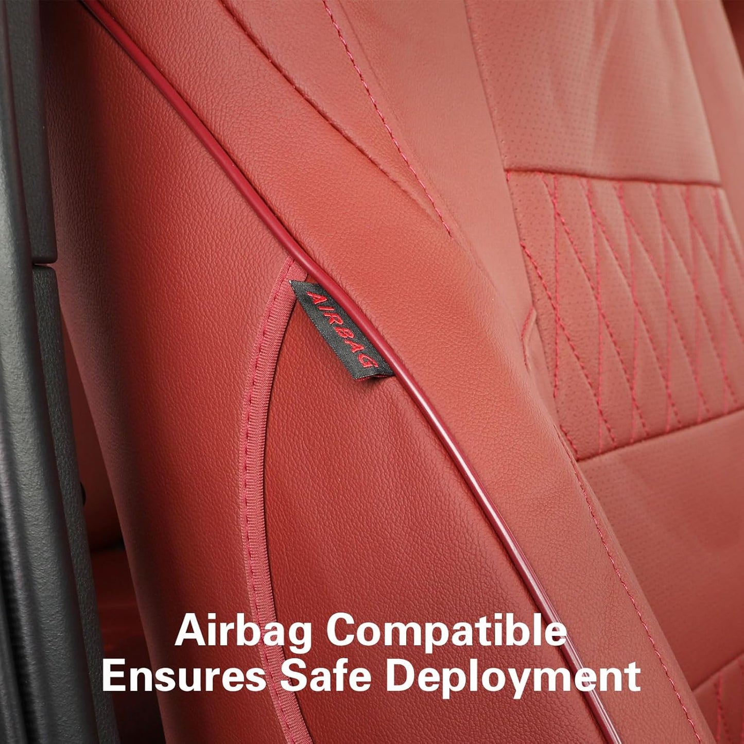 EKR Tacoma Seat Covers for Toyota Tacoma (Only for Hybrid) 2024 2025 Double cab TRD Sport,TRD Off-Road,Limited,Trailhunter - Car Seat Cover Full Set for Trucks,Leather(Burgundy)