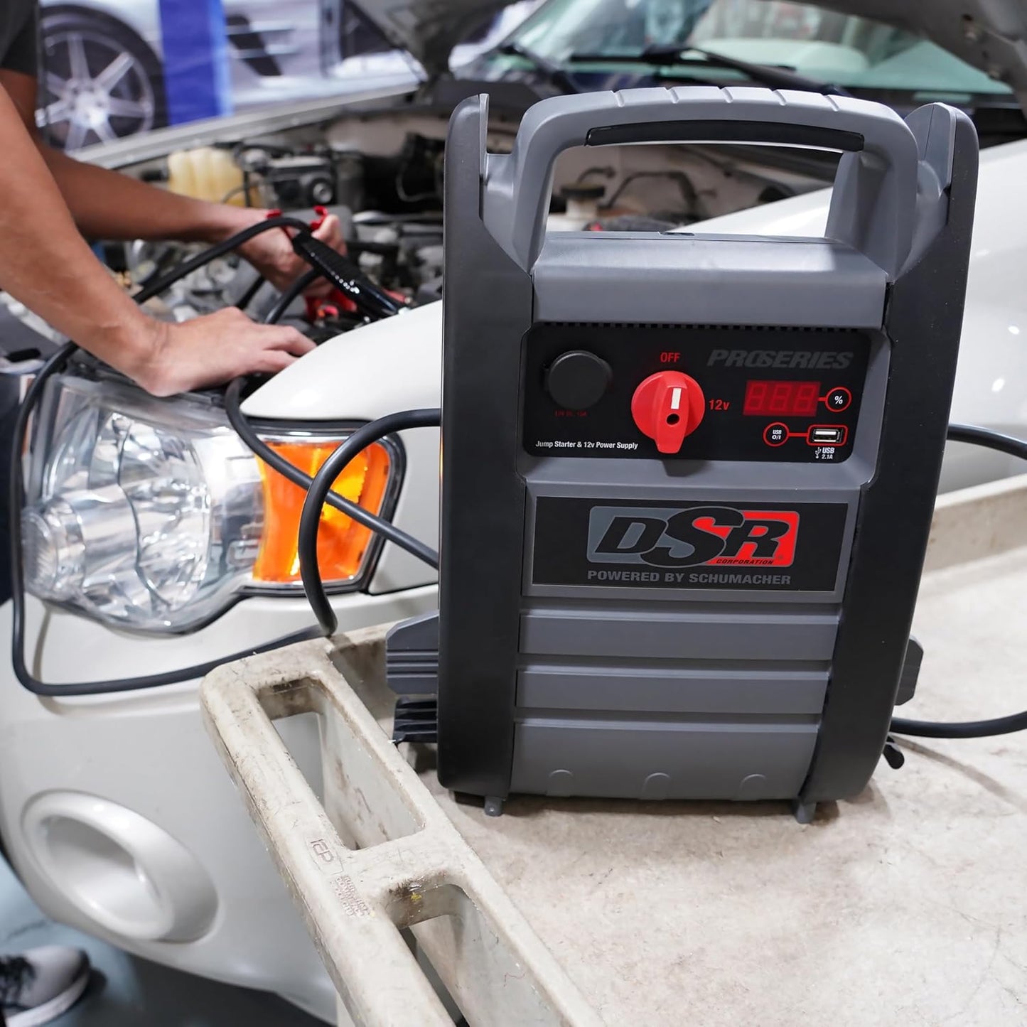 Schumacher Electric DSR ProSeries Car Battery Jump Starter - 2200 Peak Amp 12V Car Starter, Jump Box & Portable Power Station - Digital Display, Heavy-Duty Clamps - DSR165