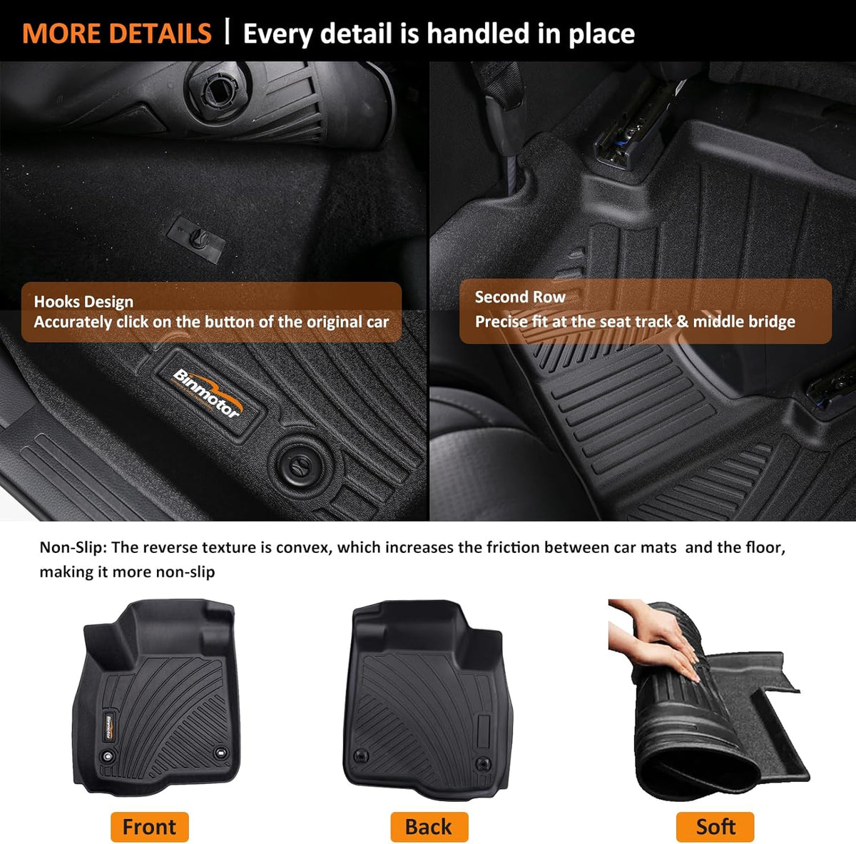 Binmotor-All Weather Custom Floor Mats with Cargo Liner for Acura MDX 2025 2024-2022, 1st & 2nd & 3rd Row Full Set Car Mats TPE, Heavy Duty Car Floor Liners for MDX Accessories