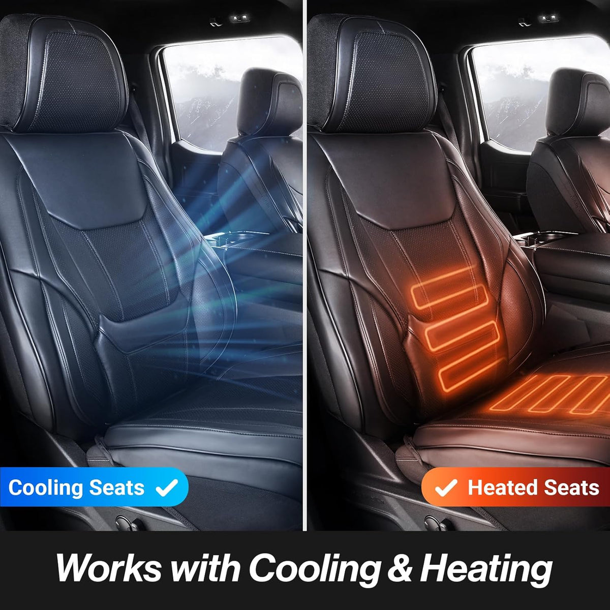 Coverland Custom Car Seat Covers Compatible with 2019-2025 RAM 1500 Crew Cab - Premium Leather Non-Slip Memory Foam Waterproof Cover Interior Protector Full Set-Black [See Size Chart-Size X122]