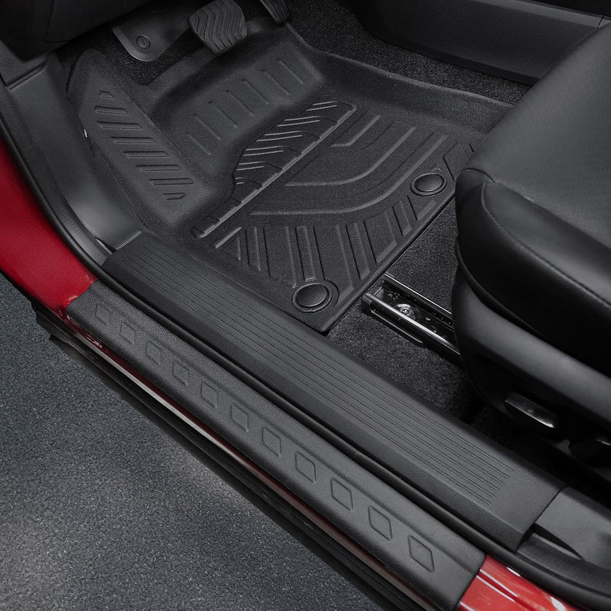 Floor Mats Set for Nissan Rogue 2025 2024-2021 Accessories, Full Coverage All Weather Floor Mats Cargo Mat with Backrest Protectors & Door Sill Guards (Not for Sport)
