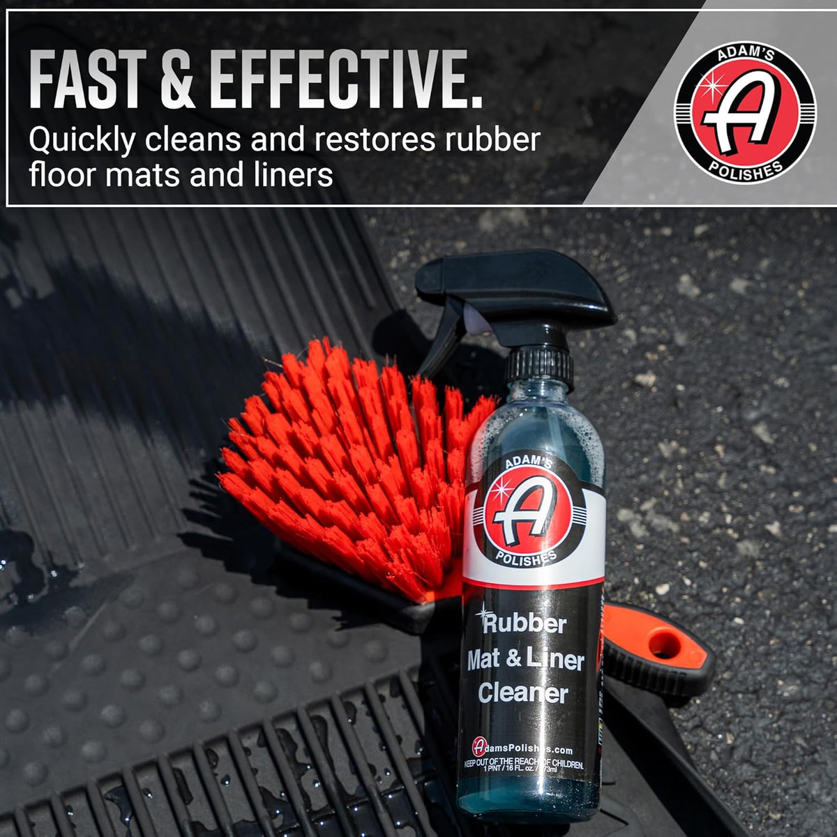 Adam's Polishes Rubber Mat & Liner Cleaner 16oz Protectant & Rubber Floor Mat Cleaning Solution for Car Detailing | Deep Cleans & Restores Mats, Truck Bed Cargo Liners, Trunk Mat Accessories & More