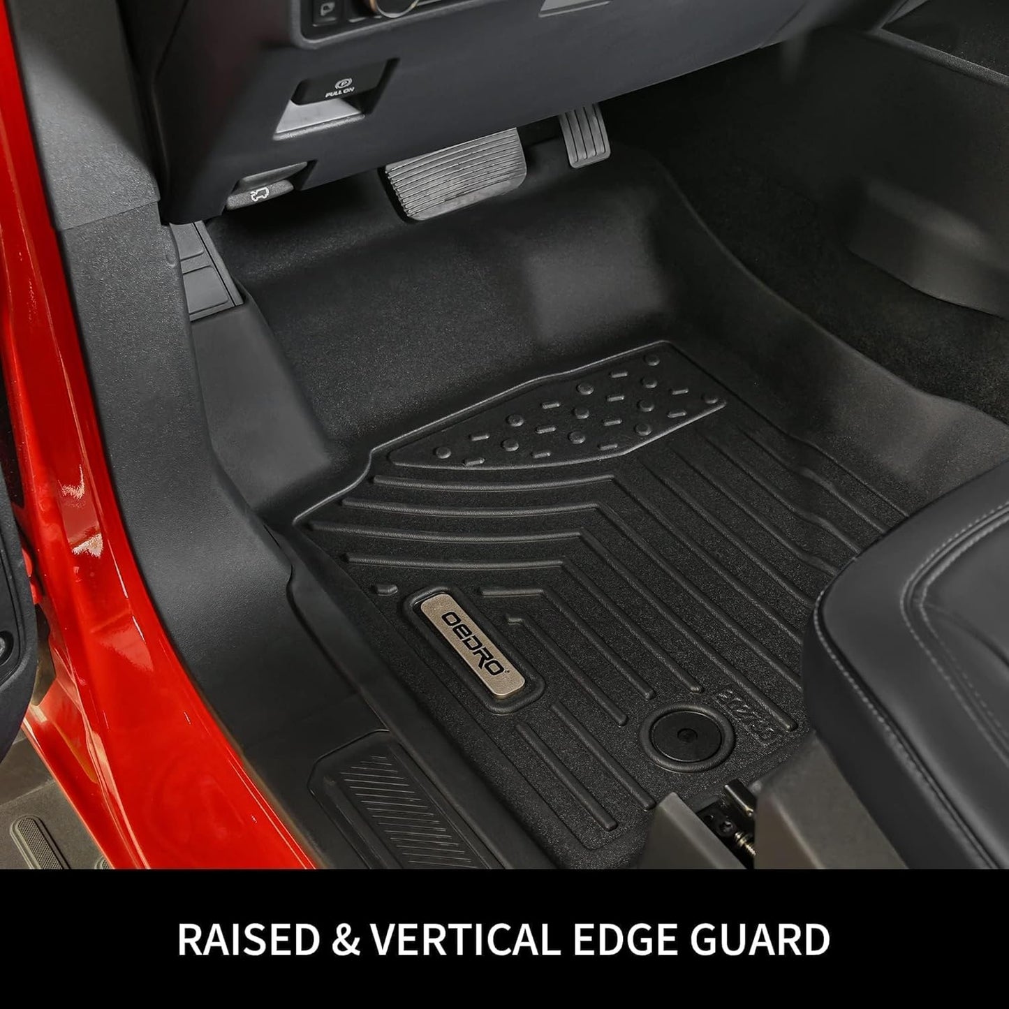 OEDRO Floor Mats 2 Row Liner Set Compatible with 2022-2025 Nissan Frontier Crew Cab w/ 2nd Row Under-Seat Storage, Black TPE All-Weather Guard - Custom Fit
