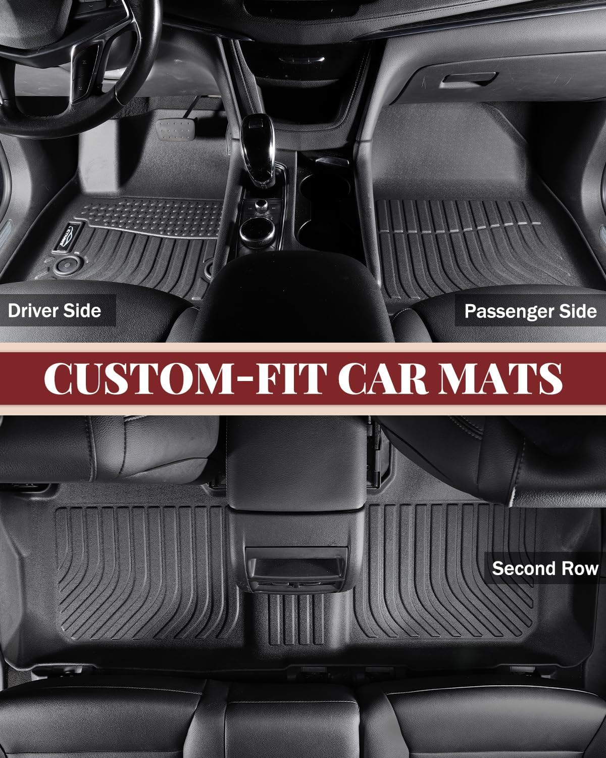 Icyhaws® Floor Mats for Buick Envision 2021 2022 2023 2024 2025 | All Weather TPE Rubber Car Floor Liners Automotive Accessories for Buick Envision 2021-2025 | Front & 2nd Row, 3-pc Black