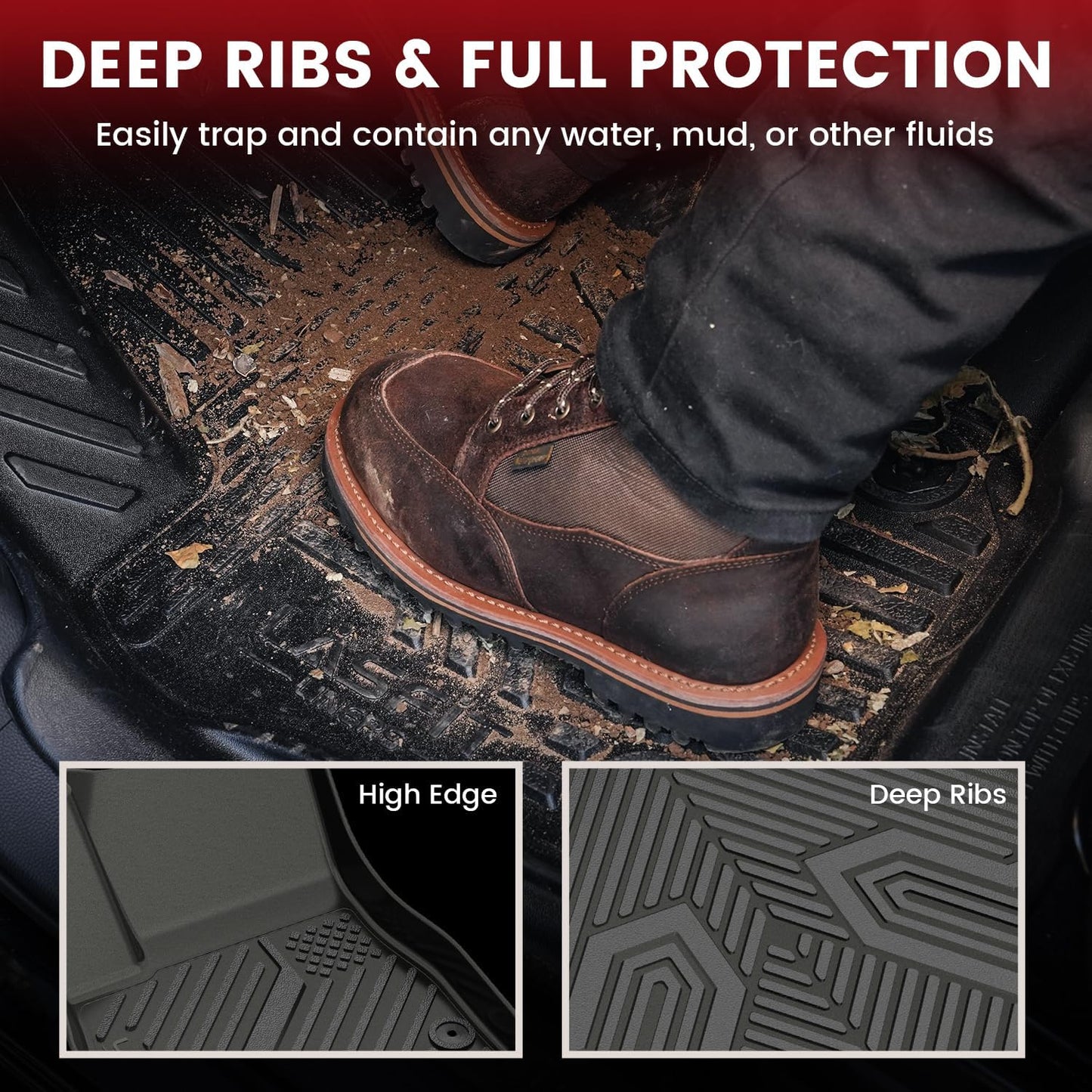 LASFIT Floor Mats & Cargo Liner for Chevrolet Malibu 2016-2025 Car Mats (Not Fit Hybrid), All Weather TPE Custom Fit Floor Mats for Cars, 1st and 2nd Row Car Floor Mats for Malibu Accessories Black
