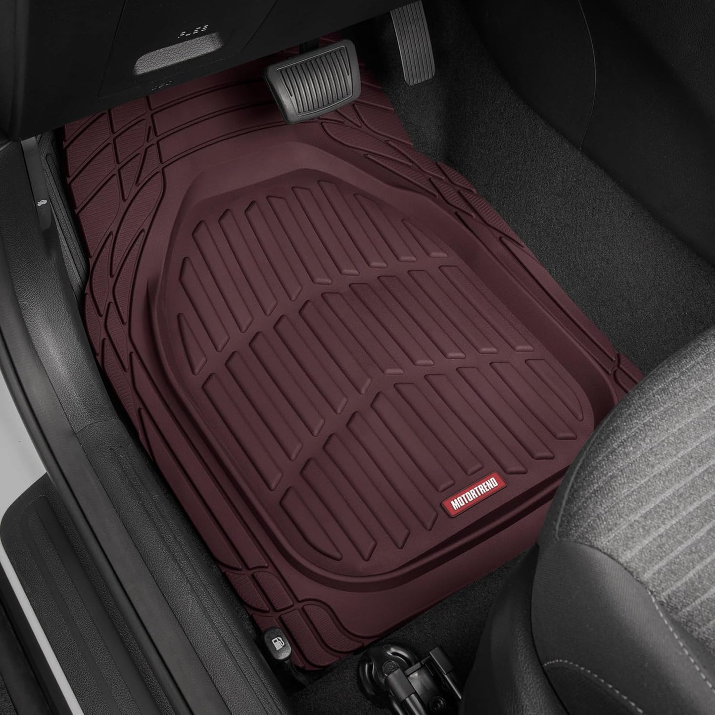BDK Red All Weather Heavy Duty Car Floor Mats Interior Liners for Auto Van Truck SUV, Heavy Duty All Weather Protection, Fits Front & Rear