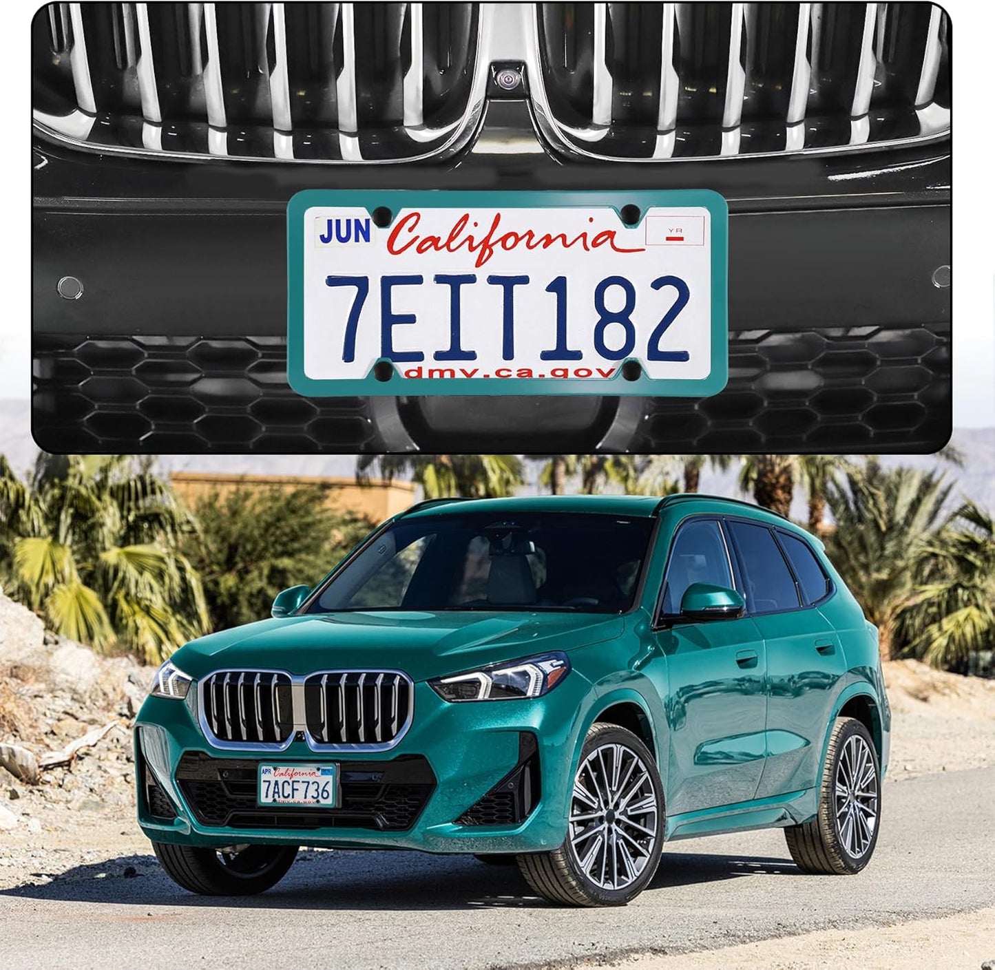 LivTee 4 Holes Stainless Steel License Plate Frames, 2 PCS Car Licence Plate Covers, Automotive Exterior Accessories Slim Design with Bolts Washer Caps for US Vehicles, Green