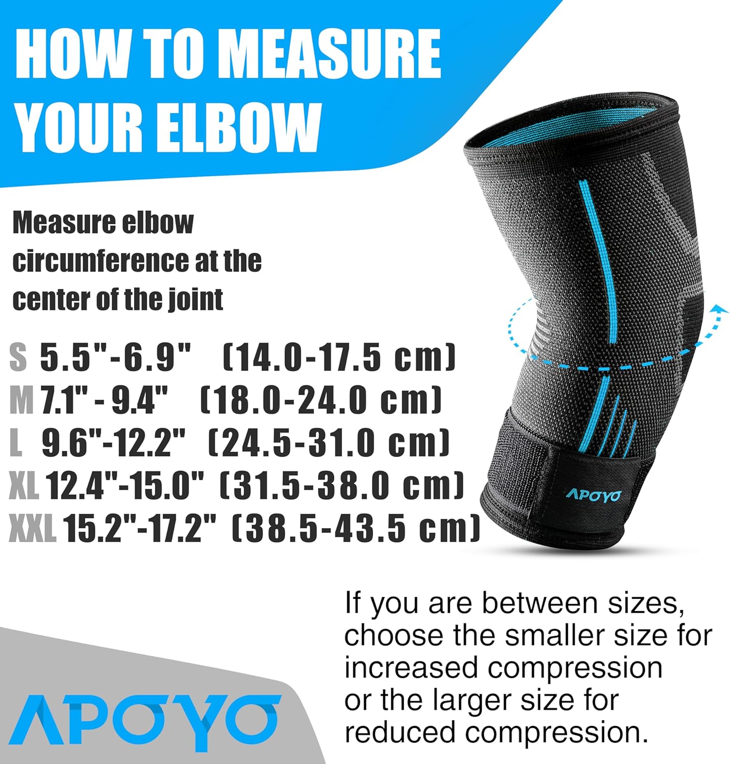 APOYO Elbow Brace for Tendonitis and Tennis Elbow, Compression Sleeve for Arthritis, Workouts, Reduce Joint Pain During Fitness Activity (XX-Large) B