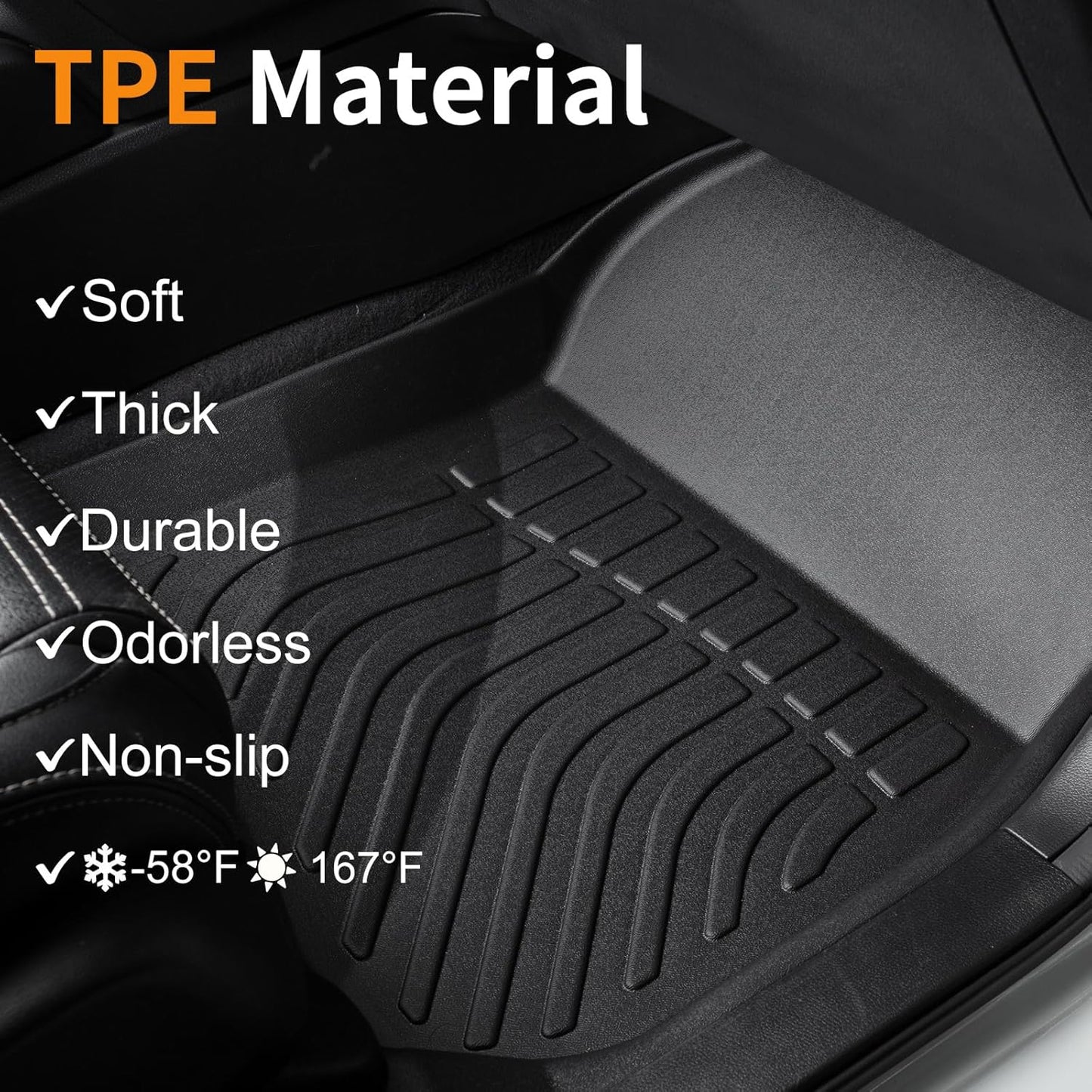 Binmotor-All Weather Floor Mats for Kia Sorento 2020 2019 2018 2017 2016, 1st & 2nd & 3rd Row Full Set, Heavy Duty Car Floor Liners-Black for Sorento Accessories