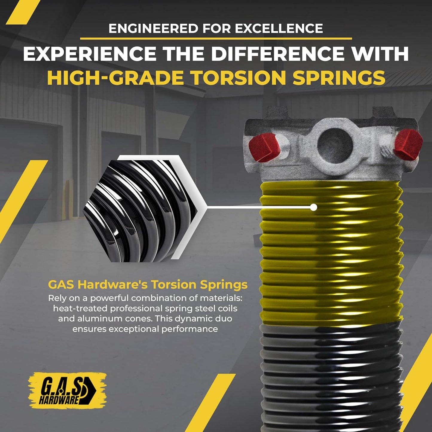 Garage Door Torsion Spring 250x2x32 Torsion Springs for Garage Door Repair Left Hand Wound Replacement for Right Side of Garage Door with 1" Steel Bearing, Gloves, Manual and Winding Bars (Black Cone)