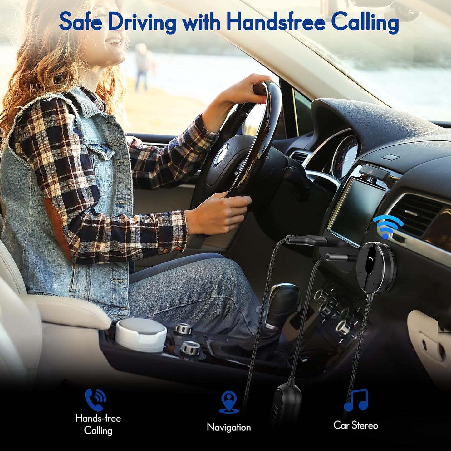 BESIGN BK01 Bluetooth Car Reciever with Ground Loop Noise Filter for car with 3.5mm Aux Jack