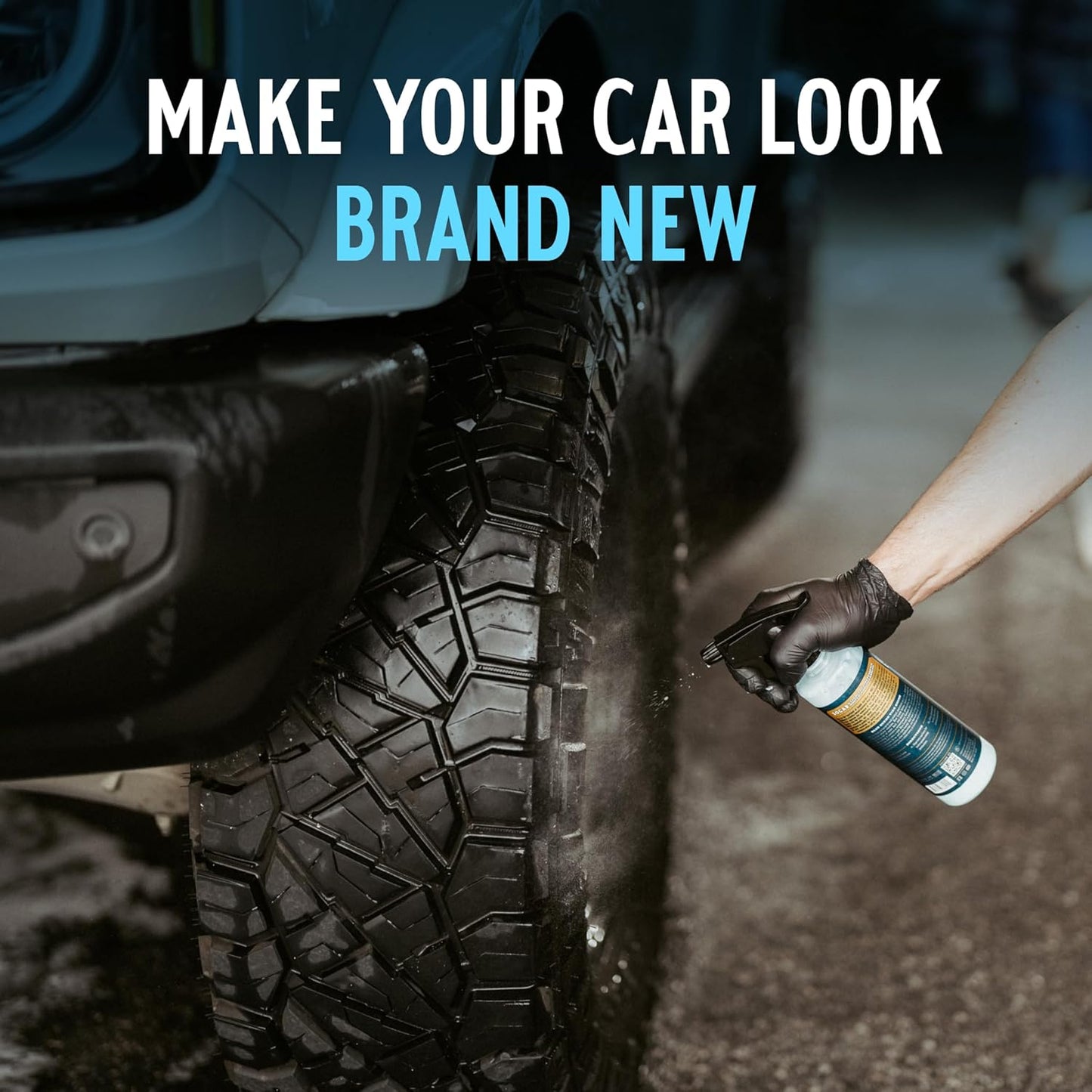 SOCAR Blue Suede Tire Shine Spray & Protectant. New-Tire Smooth Shine. for Rubber, Vinyl, Plastic, Leather, 16 fl oz. UV Protection, No Sling, for Cars, Motorcycles, RVs.