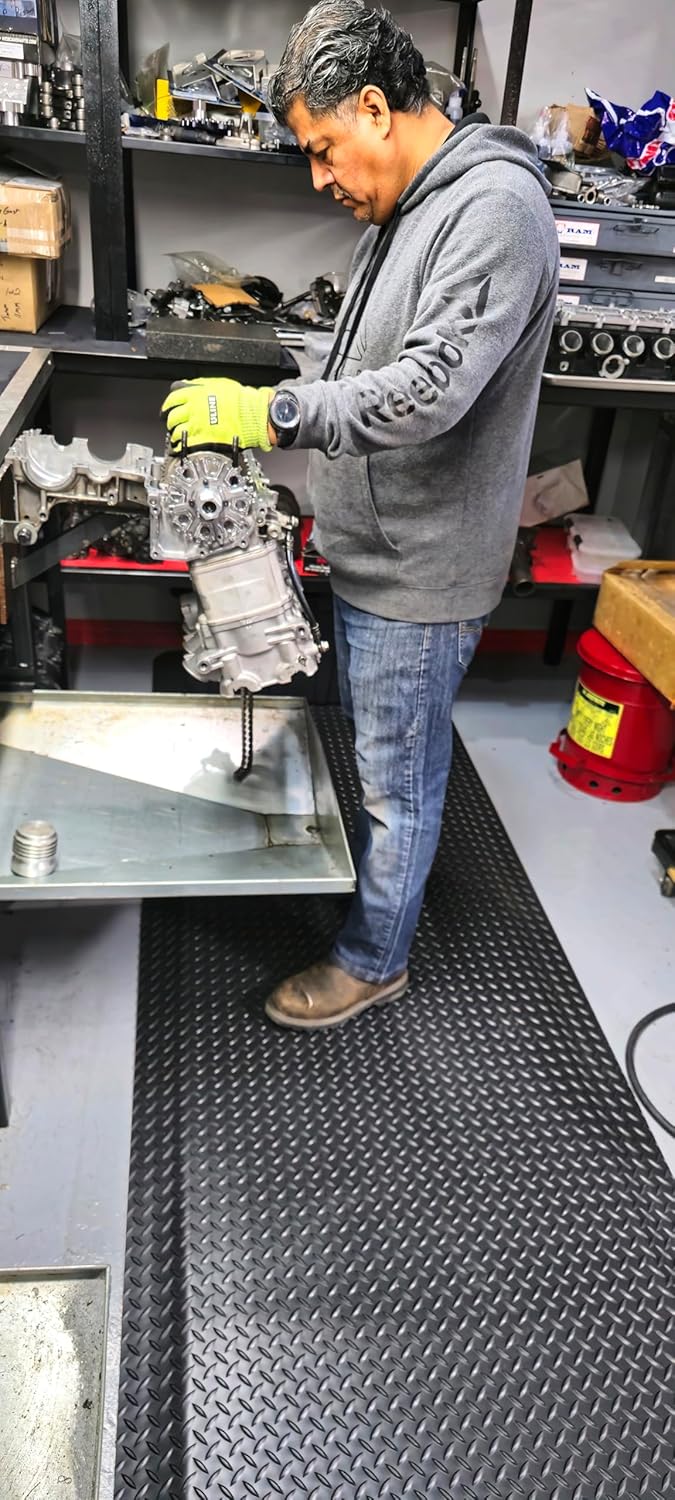 Rhino Mats, American Classic Diamond Anti-Fatigue Mats, Industrial Ergonomic Comfort Standing Mat for Work, Home, Garage, Office, Kitchen or Anywhere (Black 9/16" Thick, 3 FT. x 23 FT.)