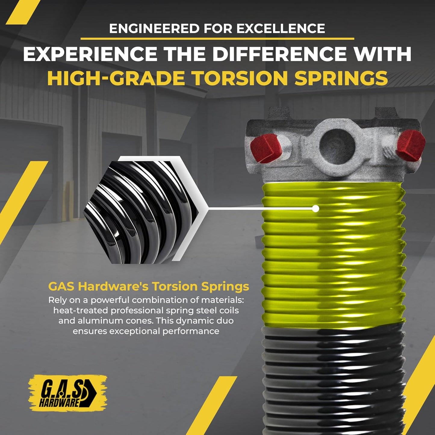 Garage Door Torsion Spring 207x1.75x24 Includes 1” Steel Bearing, Non-Slip Gloves, and Winding Bars for Left Side of Garage Door Precision E-Coating 5-Year Warranty Min. 30,000 Cycles (Red Cone)