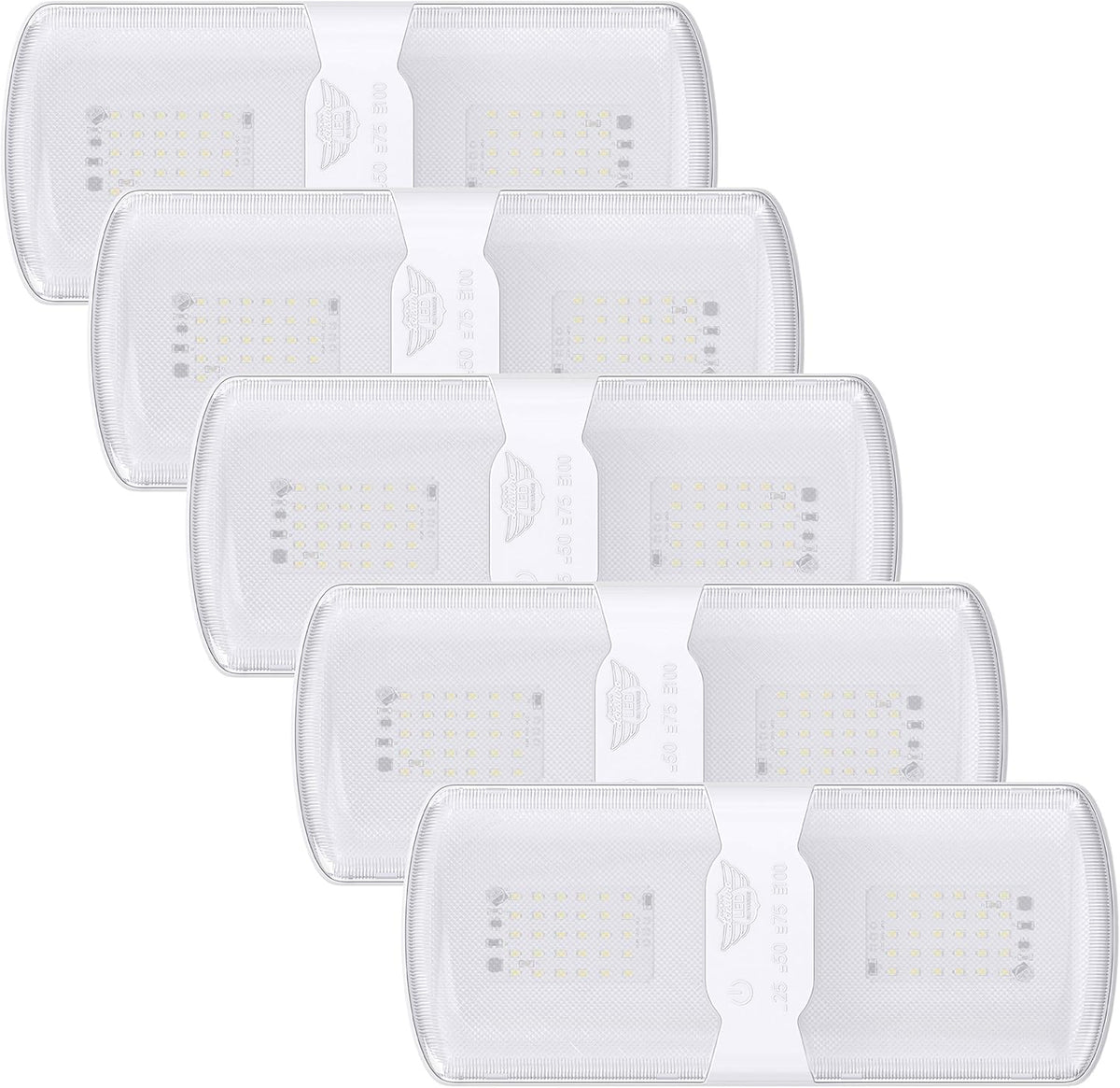 Leisure LED 5-Pack RV LED Ceiling Double Dome Light Fixture with Built in Dimmer Interior Lighting for Car/RV/Trailer/Camper/Boat 12V Natural White 4000-4500K 620 Lumen (5-Pack)