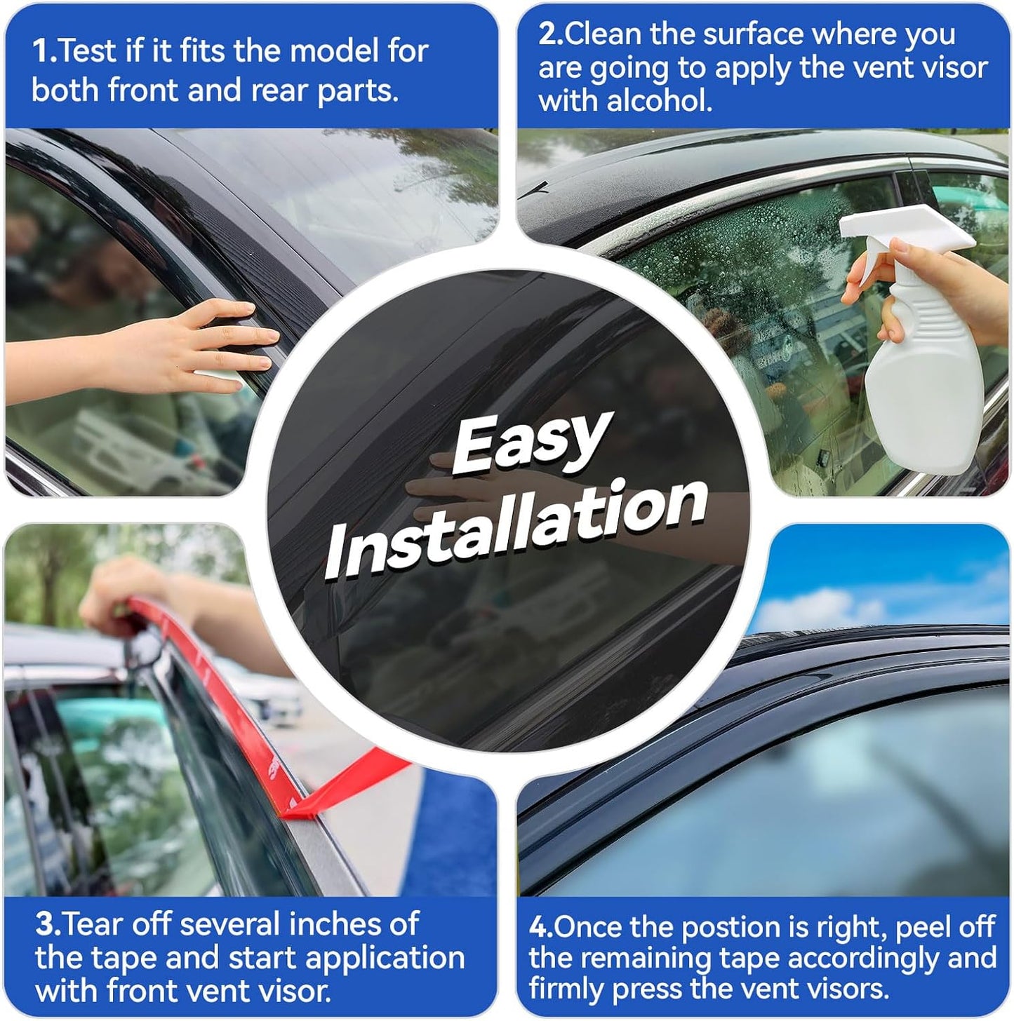 Window Visors Rain Guards for 1998 1999 2000 2001 2002 Honda Accord, Out-Channel Window Vent Wind Deflectors Visors Shades for 98-02 Accord Sedan