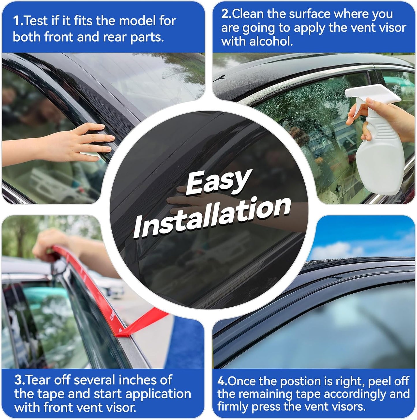 Window Visors Rain Guards Shield for 2002-2006 Toyota Camry, Out-Channel Window Vent Wind Deflectors Visors Shades for 02-06 Camry