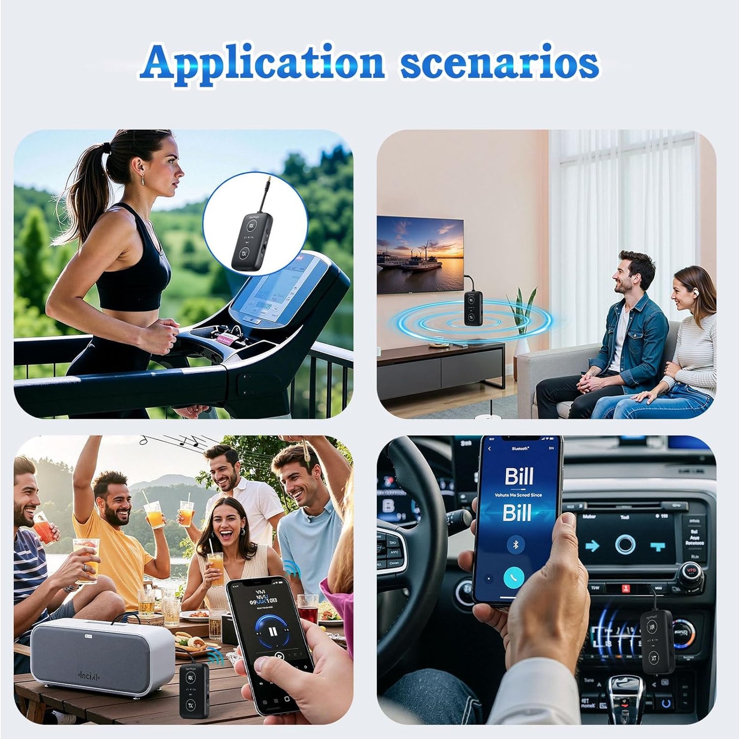 2025 Upgraded Airplane Bluetooth 5.4 Adapter with aptX Adaptive, ElecMoga Airplane Travel Essentials Supports 2 AirPods or Headphones, 2-in-1 AUX Wireless Transmitter Receiver for Gym, TV, Car, Audio
