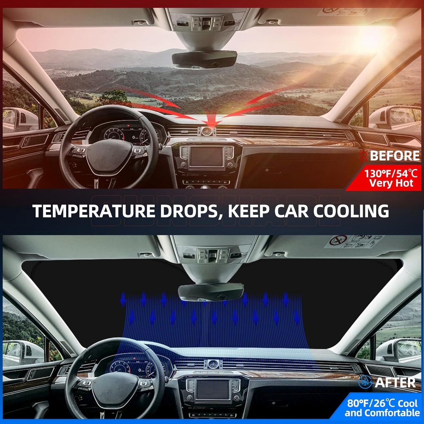 Windshield Sun Shade for Audi Q5 2009-2017 Foldable Sunshade Custom Fit Front Window Car Interior Accessories Protector Blocks UV Rays