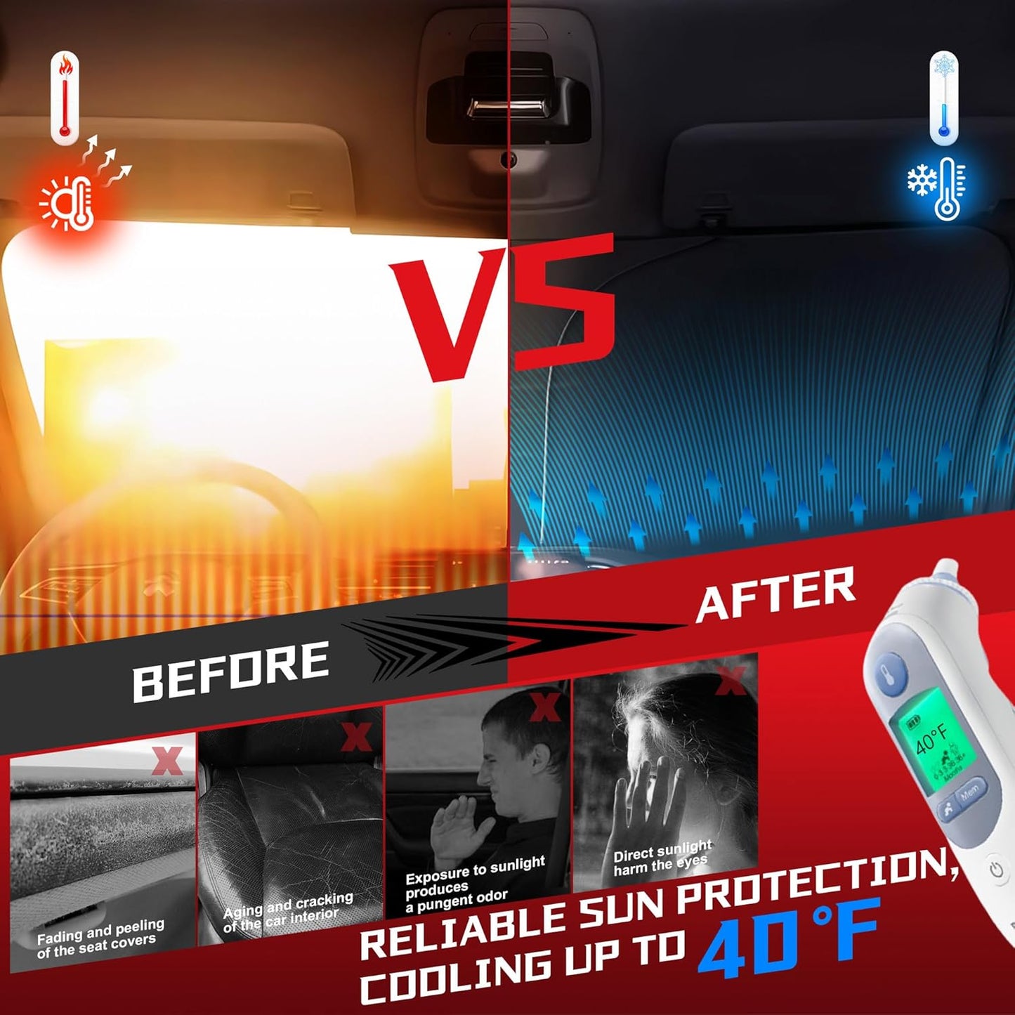 Windshield Sun Shade for 2021-2025 GMC Yukon XL Foldable Sun Sunshade for Car Front Window Blocks UV Rays and Heat Automotive Interior Protector Custom Fit Accessories