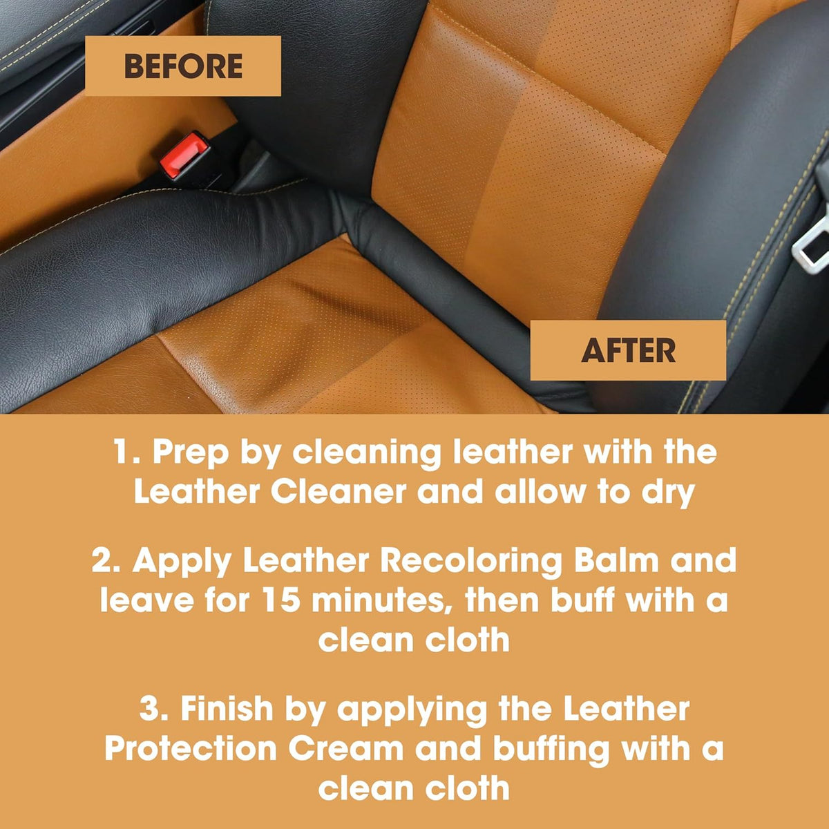 Furniture Clinic Leather Complete Restoration Kit | with Leather Recoloring Balm, Cleaner, 2-in-1 Protection Cream & Conditioner, Sponge, and Cloth | Repair Kit for Furniture (Light Grey)