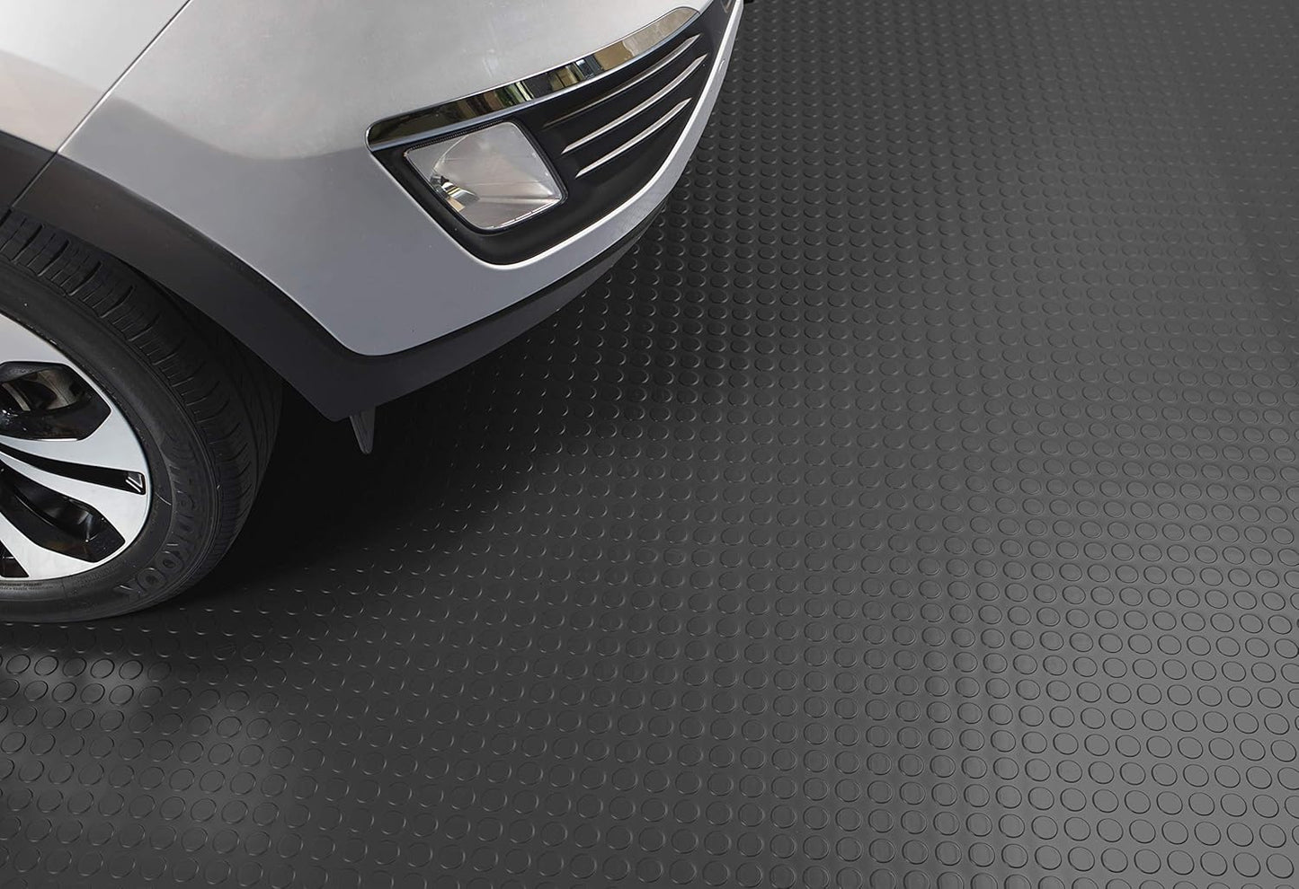 G-Floor Seamless Sheet Vinyl Shed Flooring Cover with Bonded Fibrous Backing - Coin Pattern (8' x 10', Slate Grey)