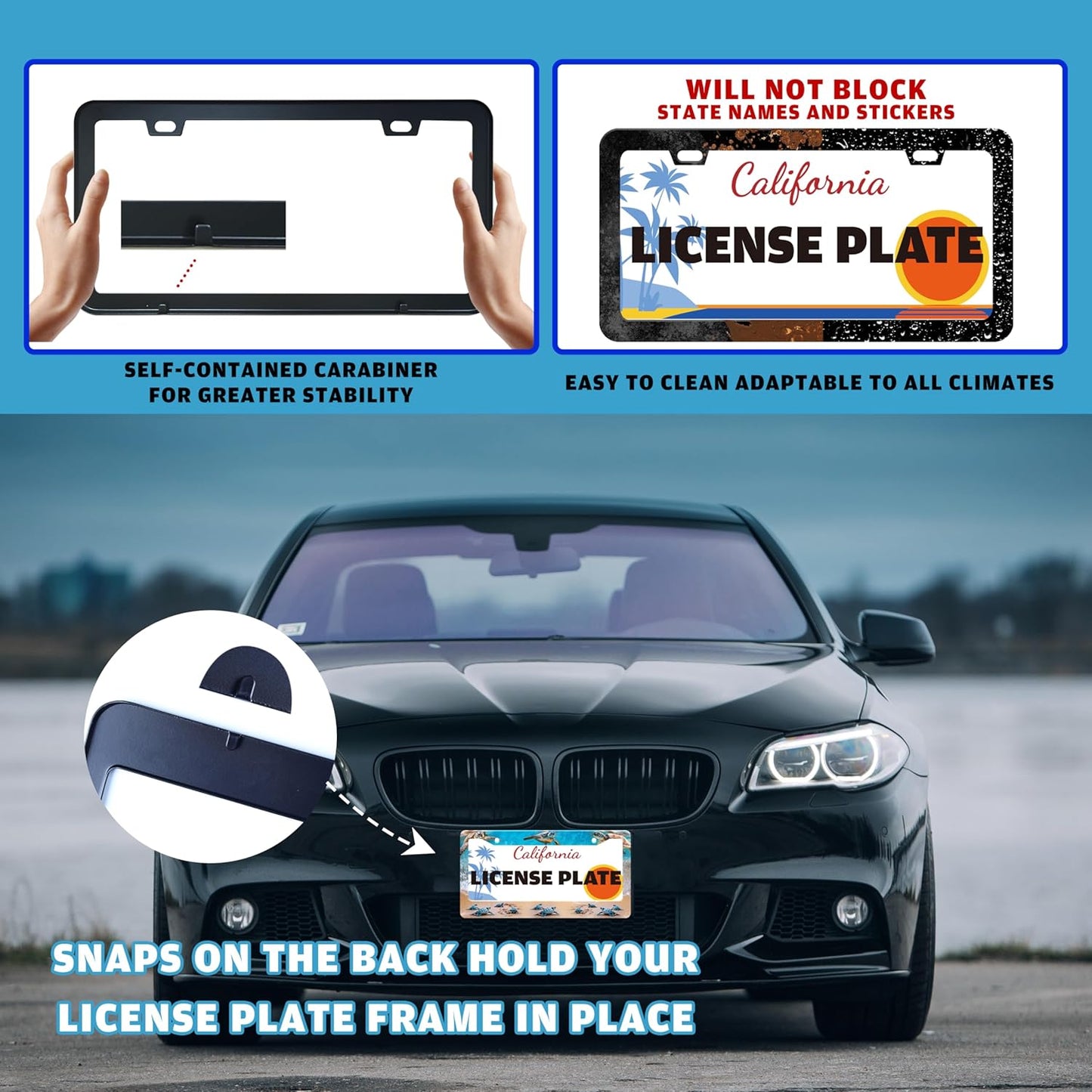 Sea Turtle License Plate Frame Seaside Beach Stainless Steel License Plate Holder for Front or Rear Car Tags Funny for Car Decoration Accessories with Screws 6.3 X 12.2 in for Women Men