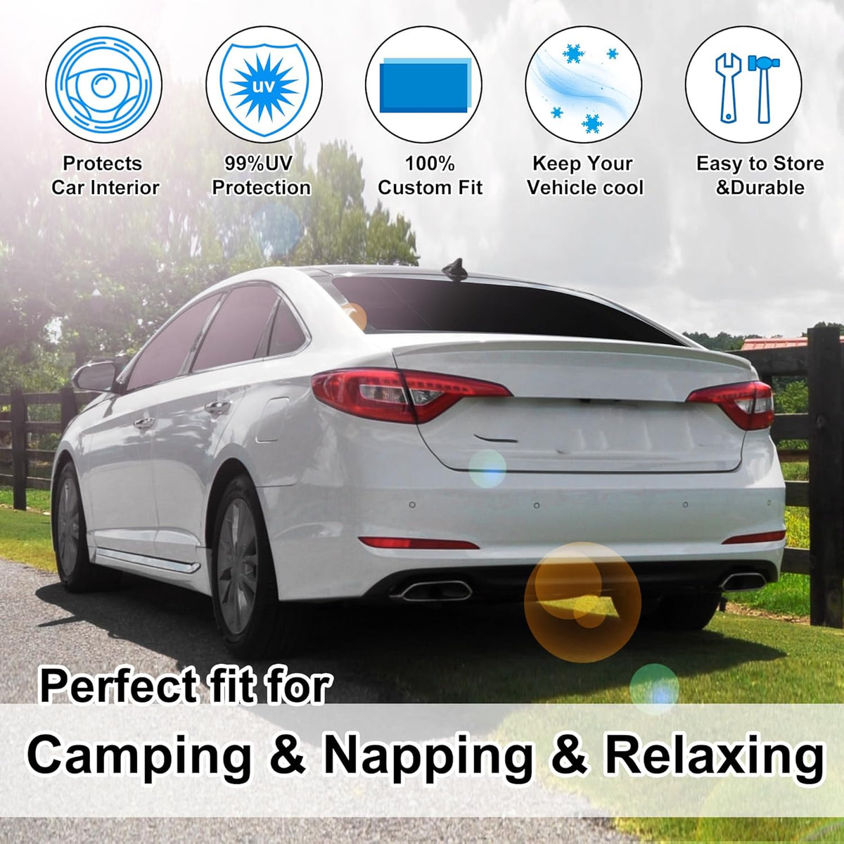 TINGLU Window Shades for Hyundai Sonata Sedan 2015 2016 2017 2018 2019 Accessories Car Side Full Windows Rear Triangular Windshield Sun Shade Sun UV Rays & Privacy Protection for Camping 8PCS