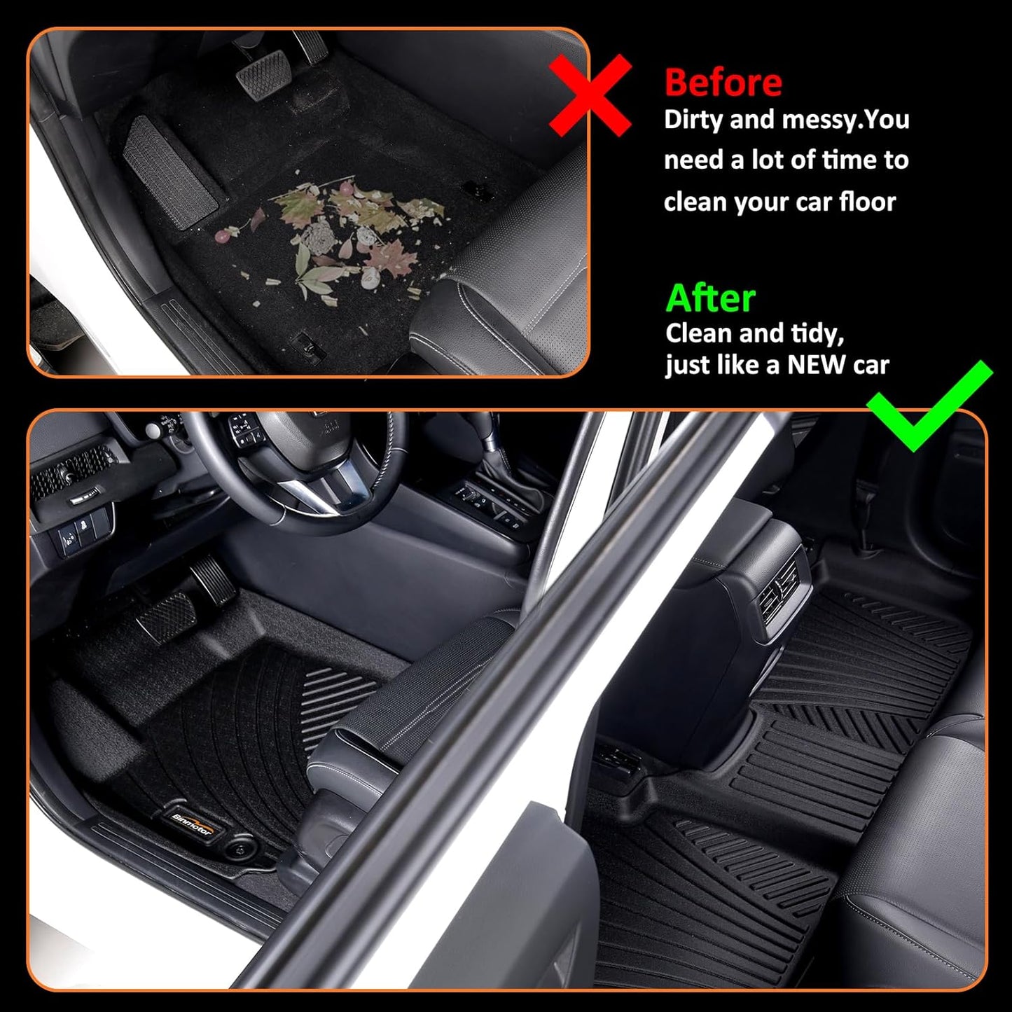 Binmotor-Floor Mats & Cargo Liner for Hyundai Elantra 2025 2024 2023 2022 2021, All Weather Car Floor Mat for Elantra Accessories (Include Elantra N)
