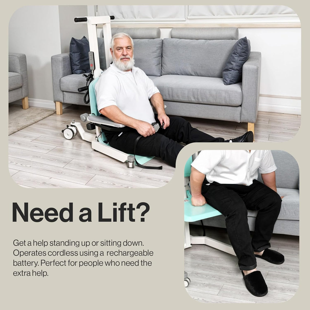 SuperHandy GoRise Electric Floor to Stand Lift – Support Up to 500 Lbs, Floor Lift Chair for Elderly, Patent Pending
