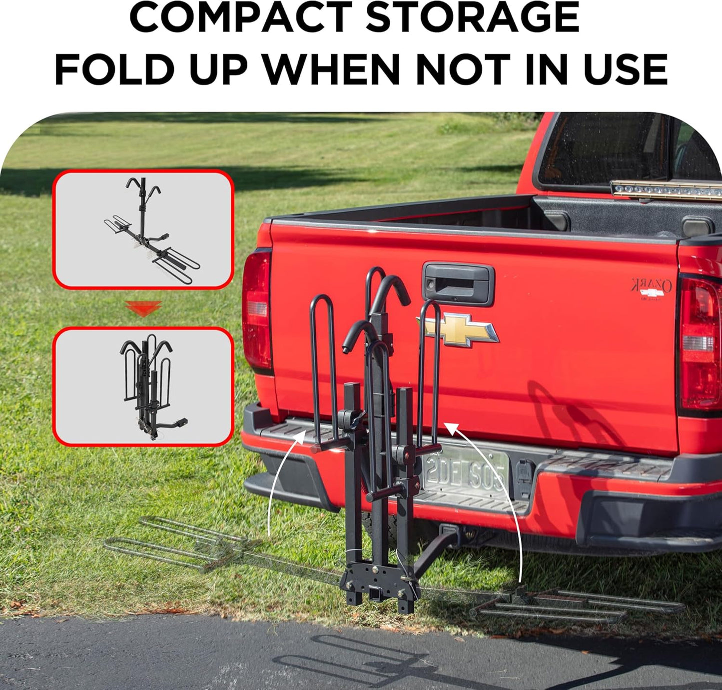 Young 2 Bike Rack Hitch Mount Foldable Platform Style, Bicycle Carrier for Cars SUVs Trucks Vans, 80 lbs. Capacity