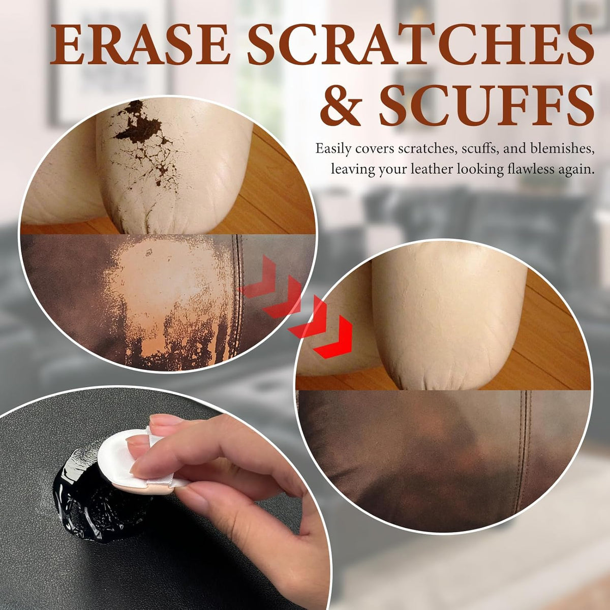 Leather Recoloring Balm Leather Color Restorer Scratch Repair Leather Paint for Furniture Couches Car Seats Shoes Bags Leather Dye and Scratched Leather with Leather Conditioner - Dark Brown